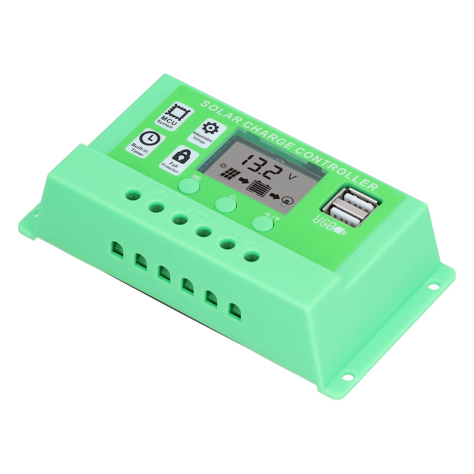 RANNYY 10A Solar Charge Controller with LCD Display - PWM Charge Management, Overcharge & Overload Protection for Home & Industrial Solar Systems - Ideal for Off-Grid Power, RV, Marine & Solar Panel Kits
