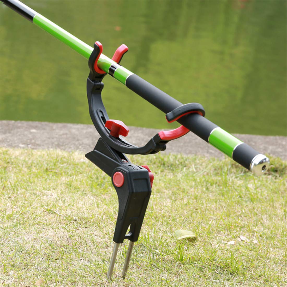 Stainless Steel 360° Adjustable Fishing Rod Holder - Universal Bank Fishing Pole Rack Stand for Secure Rod Storage | Perfect for Shore, Boat & Kayak Fishing