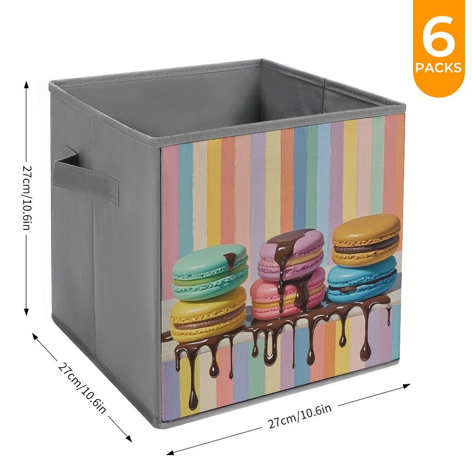 6-Piece Foldable Storage Bins Set - Large Capacity Macaron Art Printed Storage Boxes with Handles for Home, Office & Playroom Organization | Perfect for Toys, Books & Closet Storage