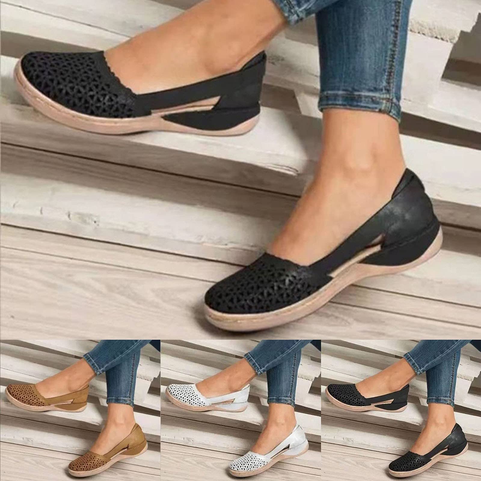 Women's Dressy Summer Sandals - Comfy Closed Toe Slip On for Casual Walking