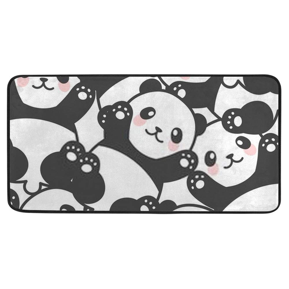 Kuizee Non-Slip Kitchen Rug - Cute Cartoon Panda Bath Mat, Soft Water Absorbent Floor Mat for Kitchen, Bathroom, Hallway & Entryway (39x20 Inches) - Perfect for Home Decor, Pet Areas & High-Traffic Spaces