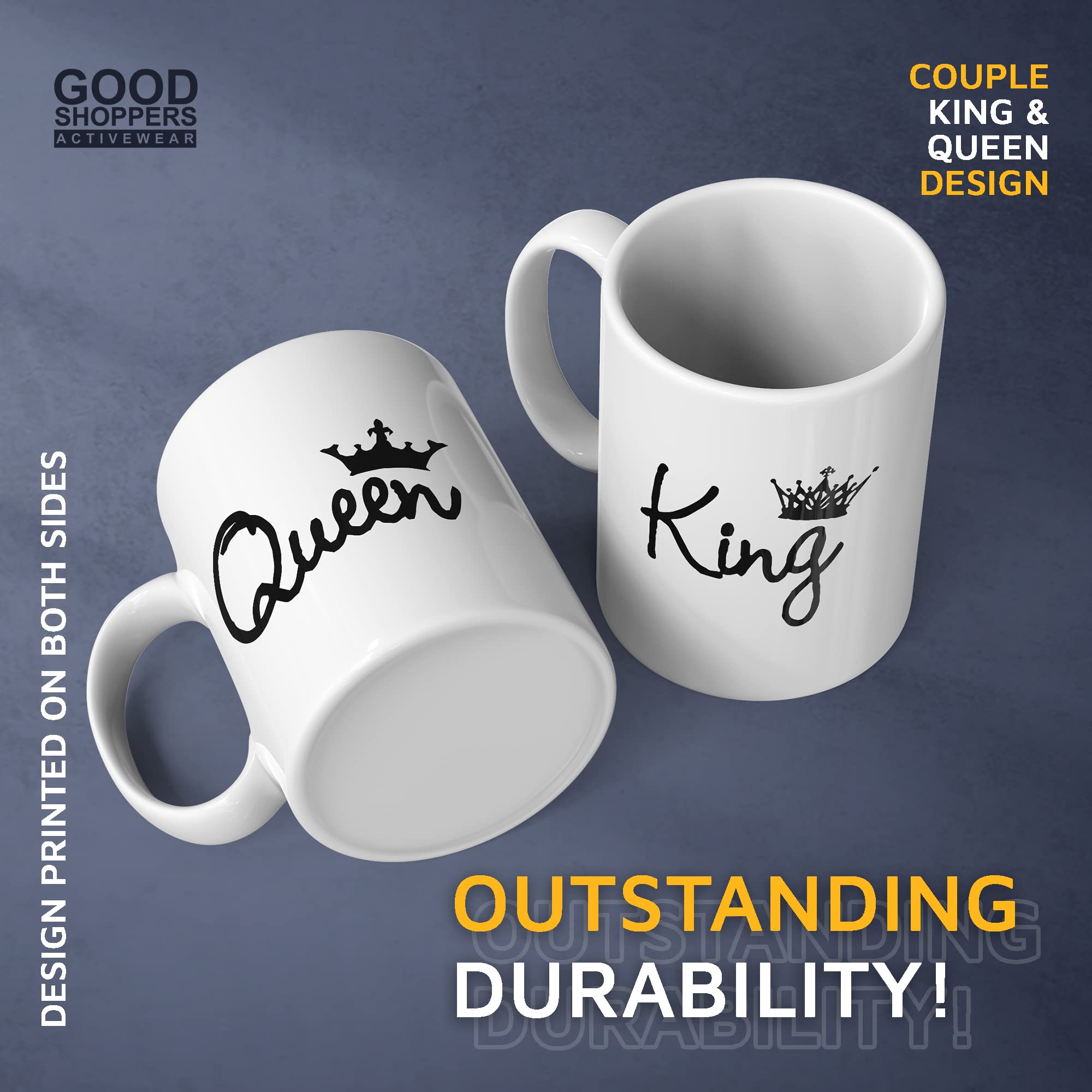 Funny King Queen Couples Mug Set - 11OZ Ceramic Coffee Cup for Boyfriend, Girlfriend, Husband & Wife - Perfect for Valentine's Day, Anniversary & Romantic Gifts - Cute Couple Mugs for Coffee, Tea & Hot Chocolate at Home