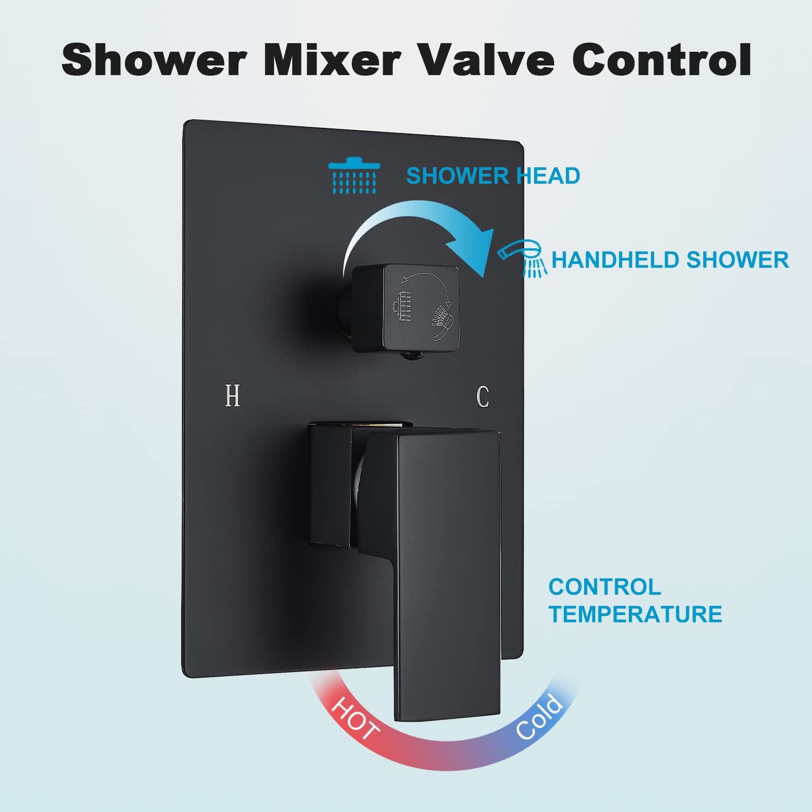 12 Inch Ceiling Mount Shower System with LED Rainfall Shower Head, Rough-in Valve, Body & Trim - Matte Black Finish for Modern Bathroom Renovations | Perfect for Spa-Like Showers and Luxury Home Upgrades