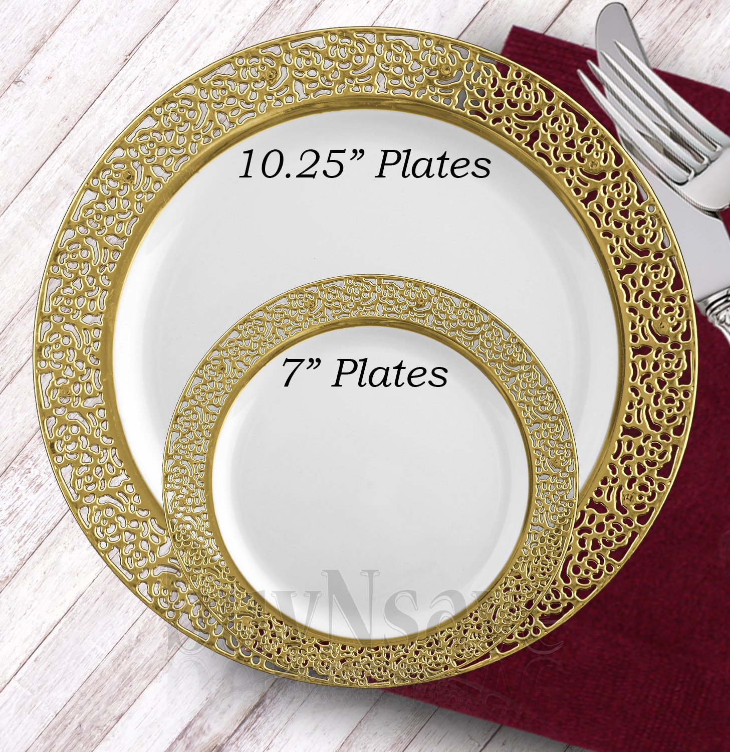 Elegant Gold-Trimmed Heavyweight Plastic Disposable Plates - 40-Pack 7