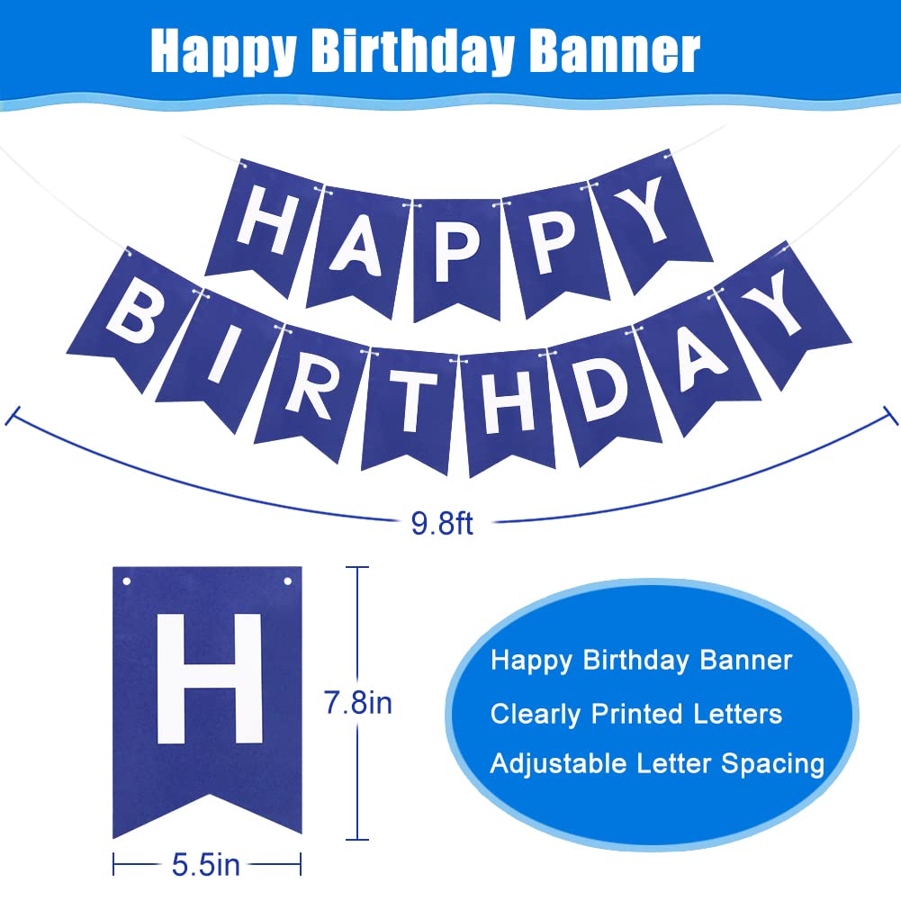 50th Birthday Decorations for Men - Blue Happy Birthday Banner with Number 50 Foil Balloon - Perfect for 50th Anniversary Party Decor & Backdrop - Ideal for Milestone Celebrations, Retirement Parties & Special Occasions