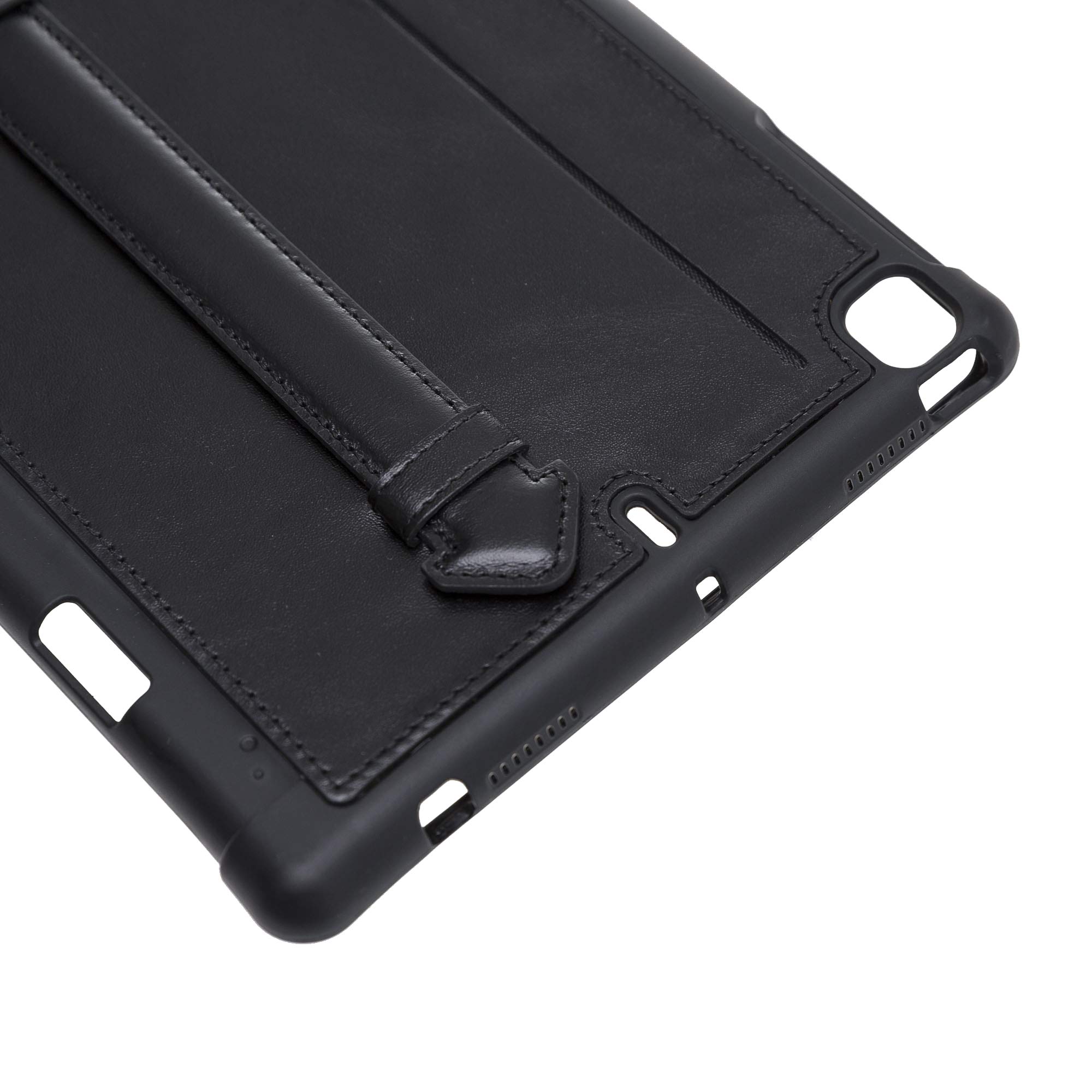 Premium Lecce Leather iPad Pro 12.9 Case (2018 3rd Gen) - Slim Wallet Stand Cover with Flex Handle - Rustic Black - Perfect for Business Travel & Daily Use