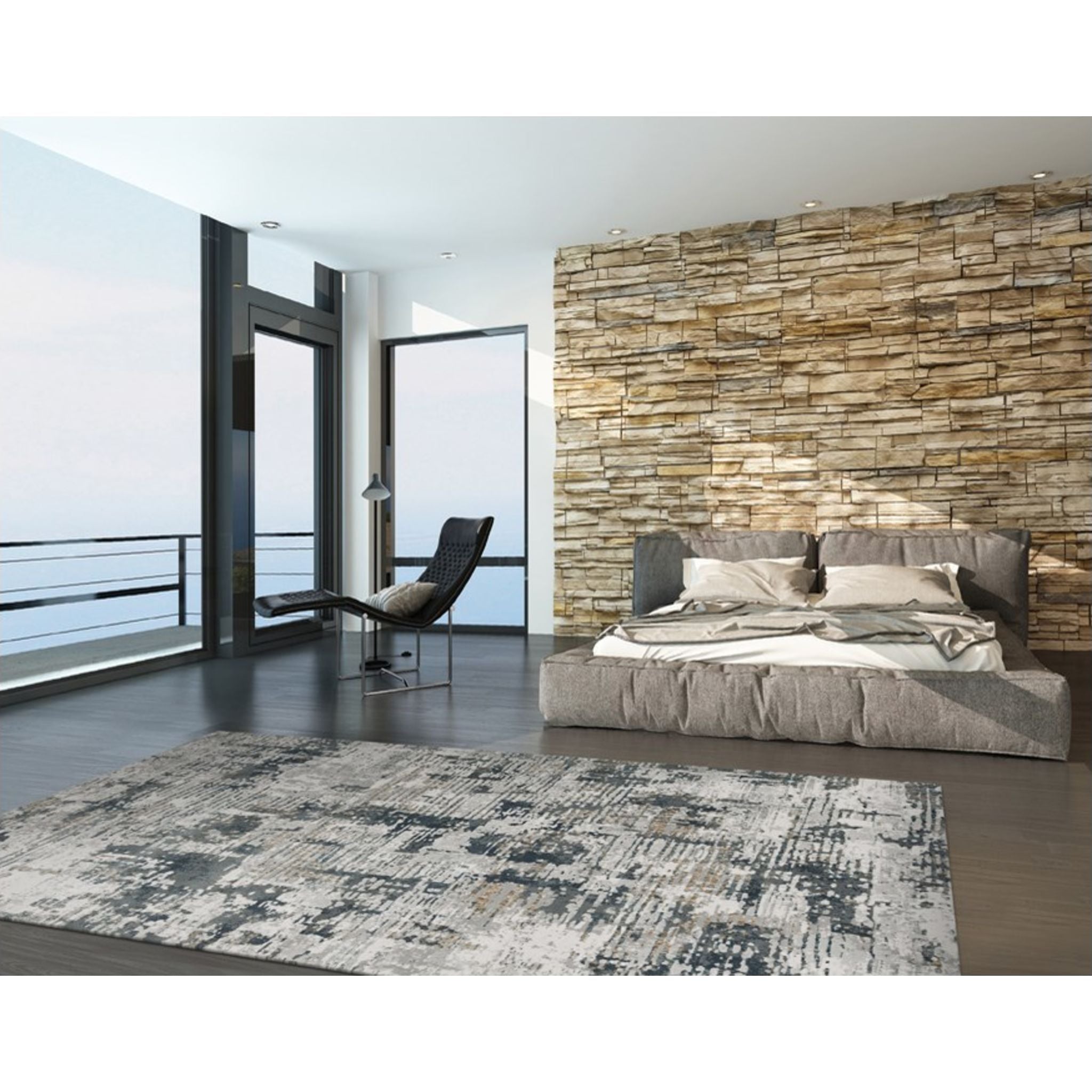 Aura Grey Serenity Area Rug 5' x 8' - Soft Plush Modern Living Room Rug for Bedroom, Office & Home Decor