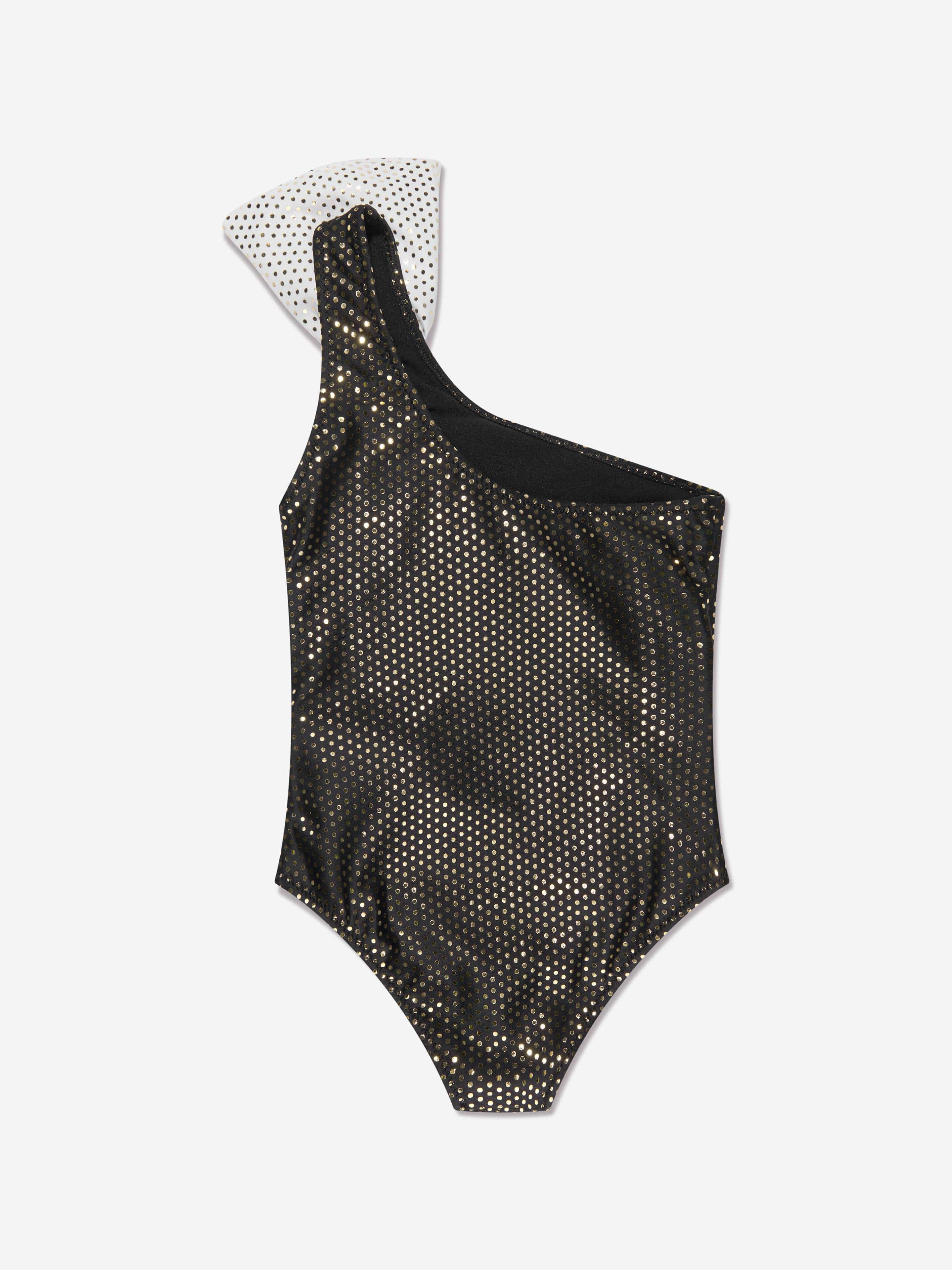 Balmain Girls One Shoulder Bow Swimsuit - Black | Stylish Swimwear for Kids, Beach & Pool Party, Summer Vacation | High-Quality Designer Bathing Suit