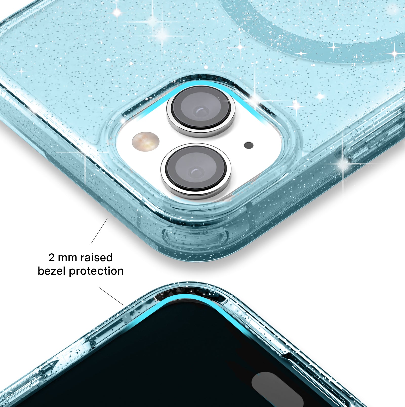 Blue Stardust Glitter iPhone Case - Sparkling Protective Cover for iPhone 13/14/15 Pro Max - Trendy Fashion Accessory for Parties, Events & Everyday Use