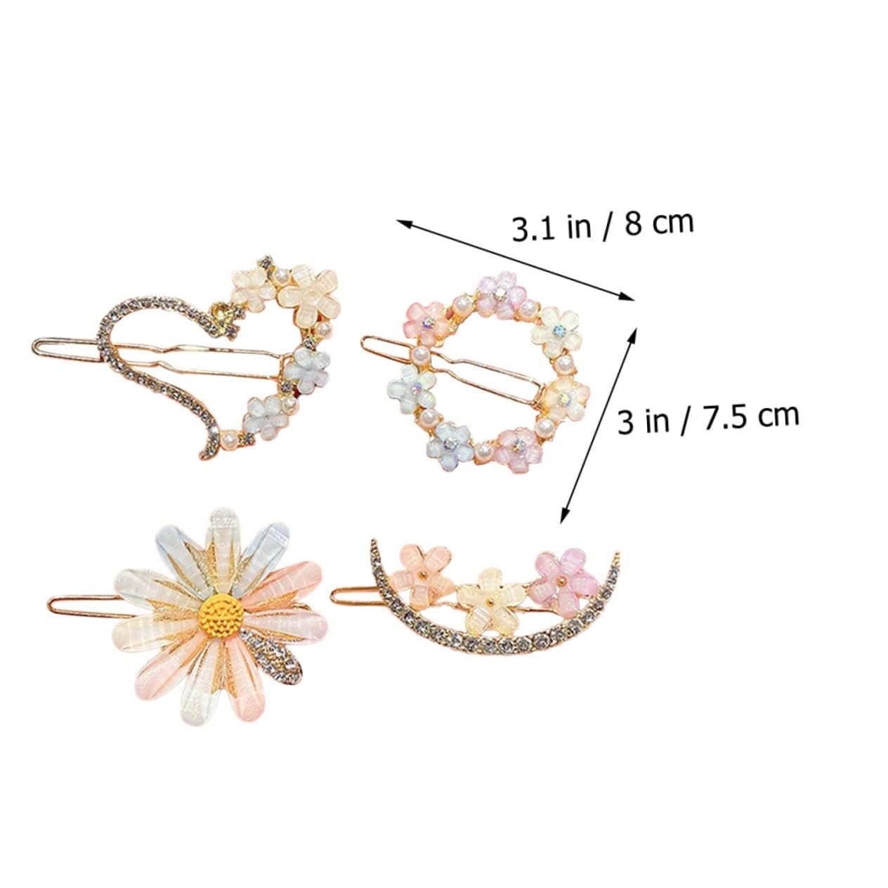 4Pcs Rhinestone Floral Hair Clips for Women - Elegant Metal Hair Claw Clips with Crystal Stones, Wedding Hair Accessories, Bridal Hair Pins, Floral Barrettes for Parties, Prom, and Special Occasions
