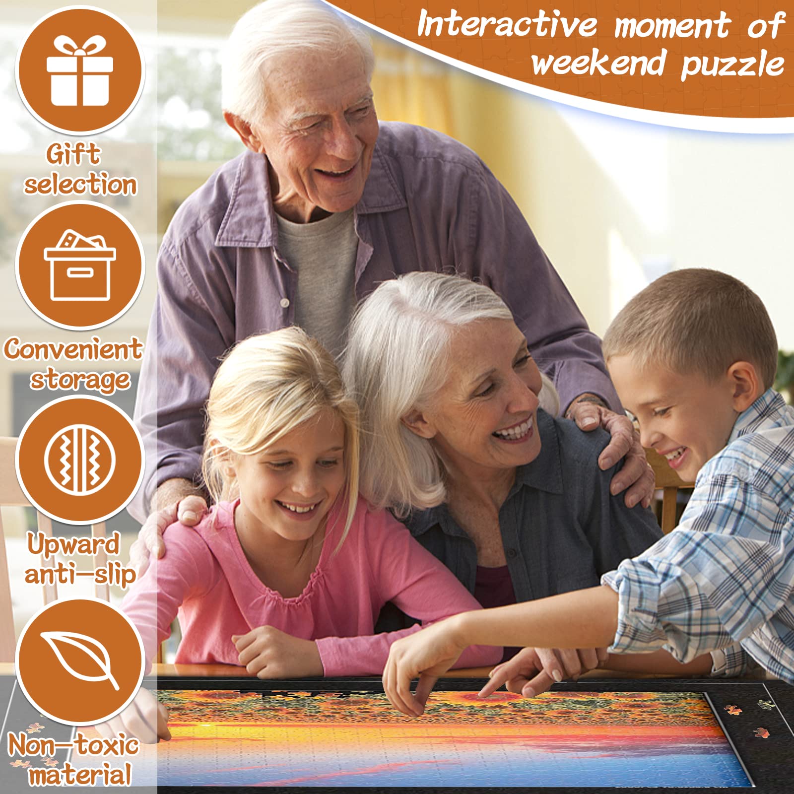 POWLYB Puzzle Mat for Rolling - 1000 1500 2000 3000 Piece Jigsaw Puzzle Accessories, Non-Slip Felt Puzzle Board with Storage Bag - Portable Puzzle Mat for Adults & Kids - Perfect for Home, Travel, and Gift Giving