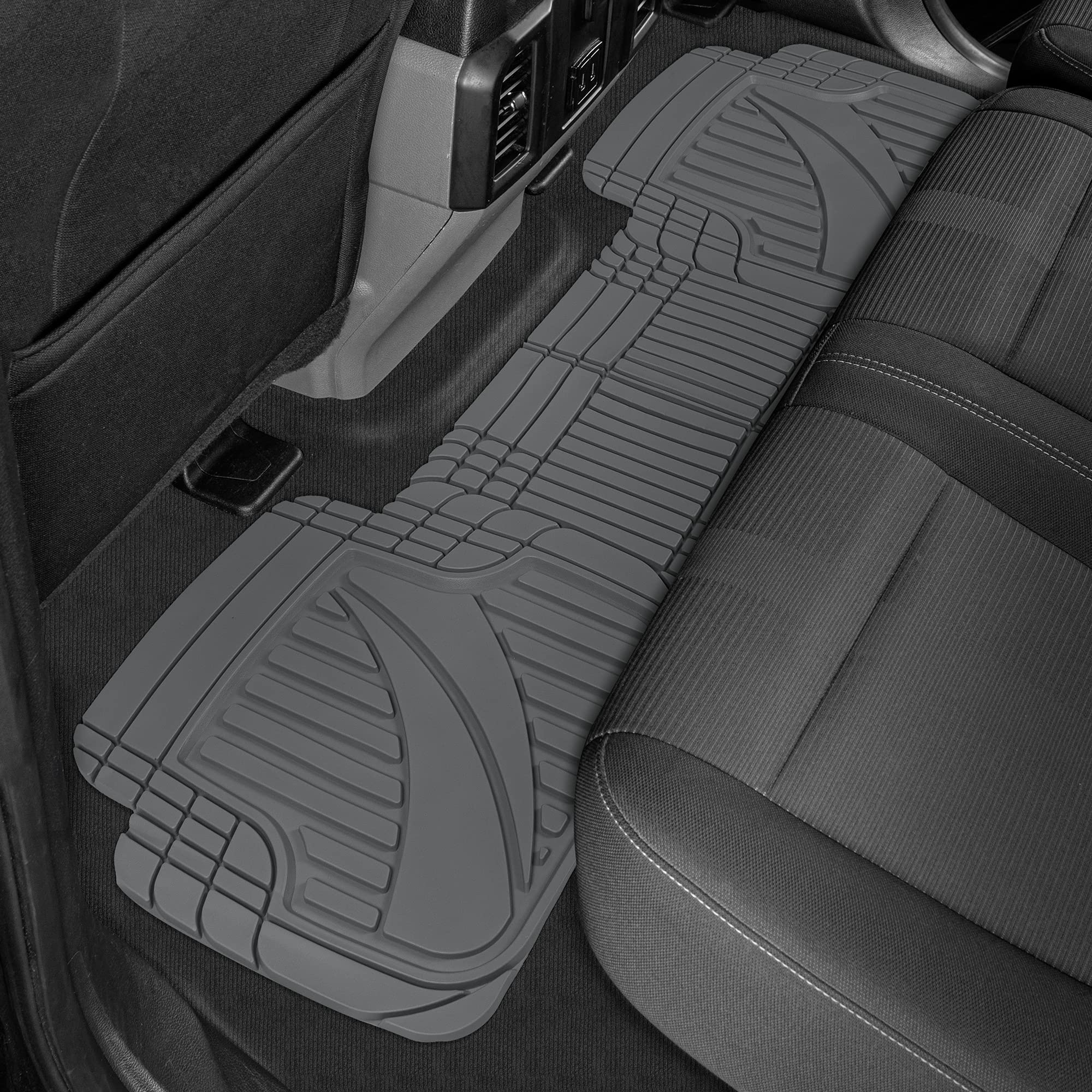 Motor Trend FlexTough Advanced Gray Rubber Car Floor Mats with Cargo Liner - All Weather Custom Fit Floor Mats for Cars, SUVs & Vans | Front & Rear Set | Durable Protection for Mud, Snow & Spills | Perfect for Daily Commute & Road Trips