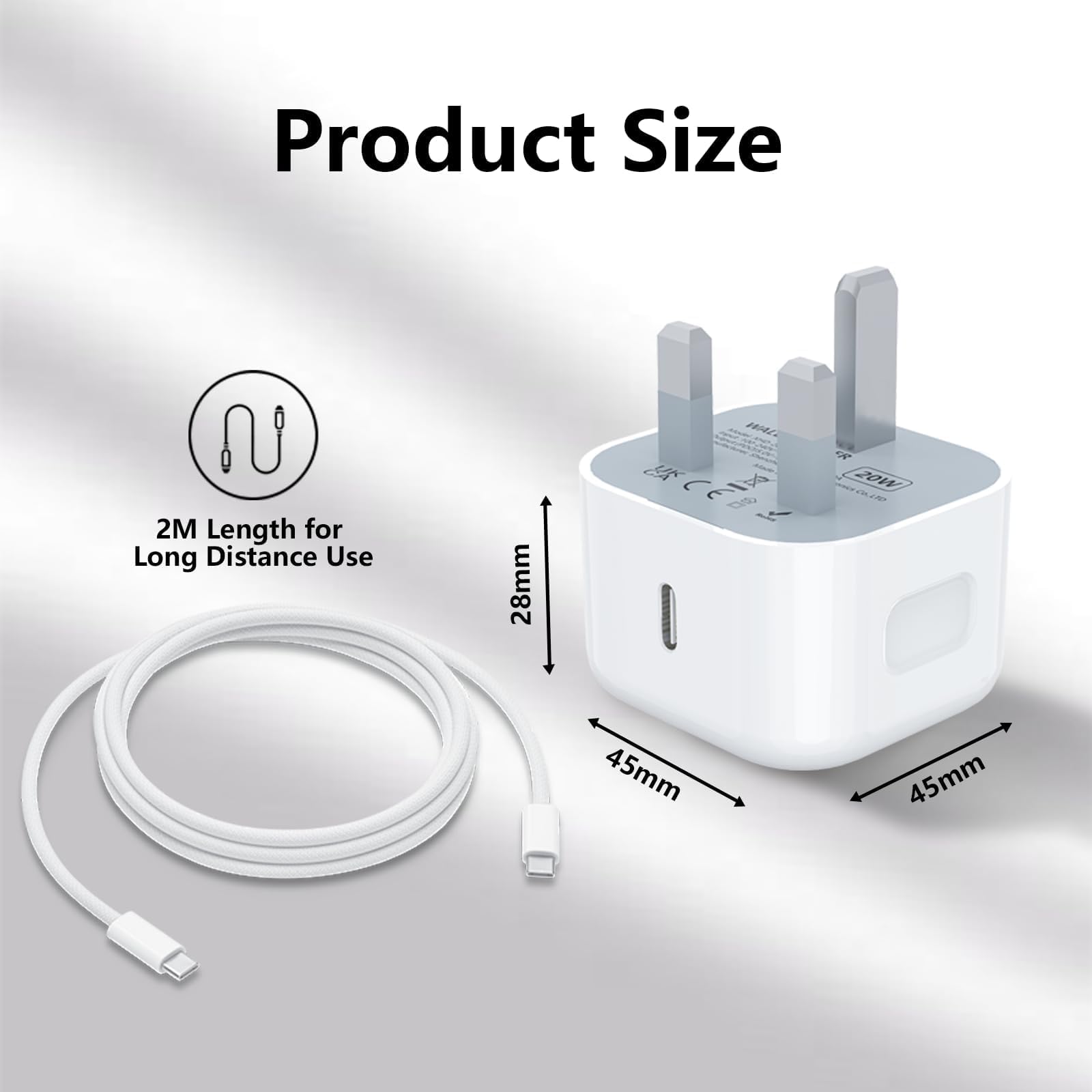 20W USB-C Fast Charger with 6ft Cable for iPhone 15/16 Series & iPad - Quick Charging Plug & Type-C to Type-C Cable - Perfect for Home, Office & Travel Charging Needs