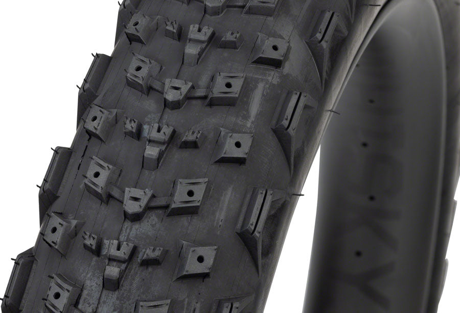 45NRTH Dillinger 4 Bike Tire - 27.5x4.0 Tubeless Folding Winter Tire with 120 TPI, Studdable Design, Black | Perfect for Snow & Ice Cycling, Fat Bike Adventures, Off-Road Trails