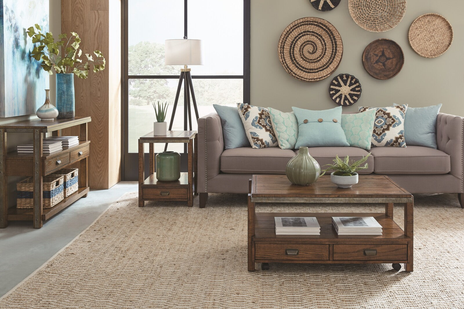 Victor Collection Condo Size Coffee Table and End Table Set - Modern Small Space Living Room Furniture for Apartments, Dorms & Studio Decor