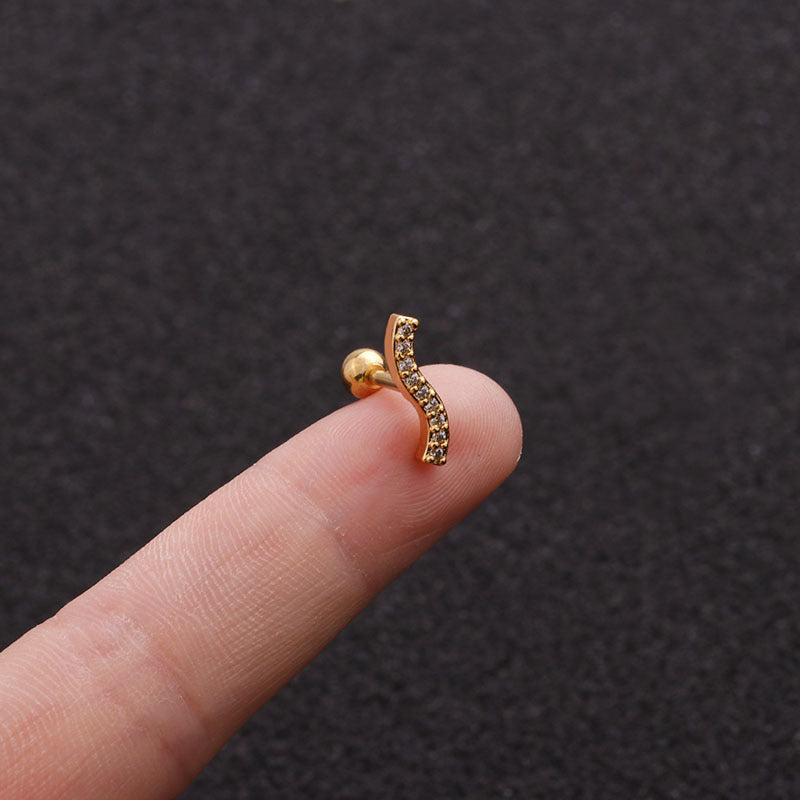 16G Curved Conch Stud Earring - Upper Lobe Piercing Jewelry | HSPJ1931 | Perfect for Cartilage, Helix & Conch Piercings