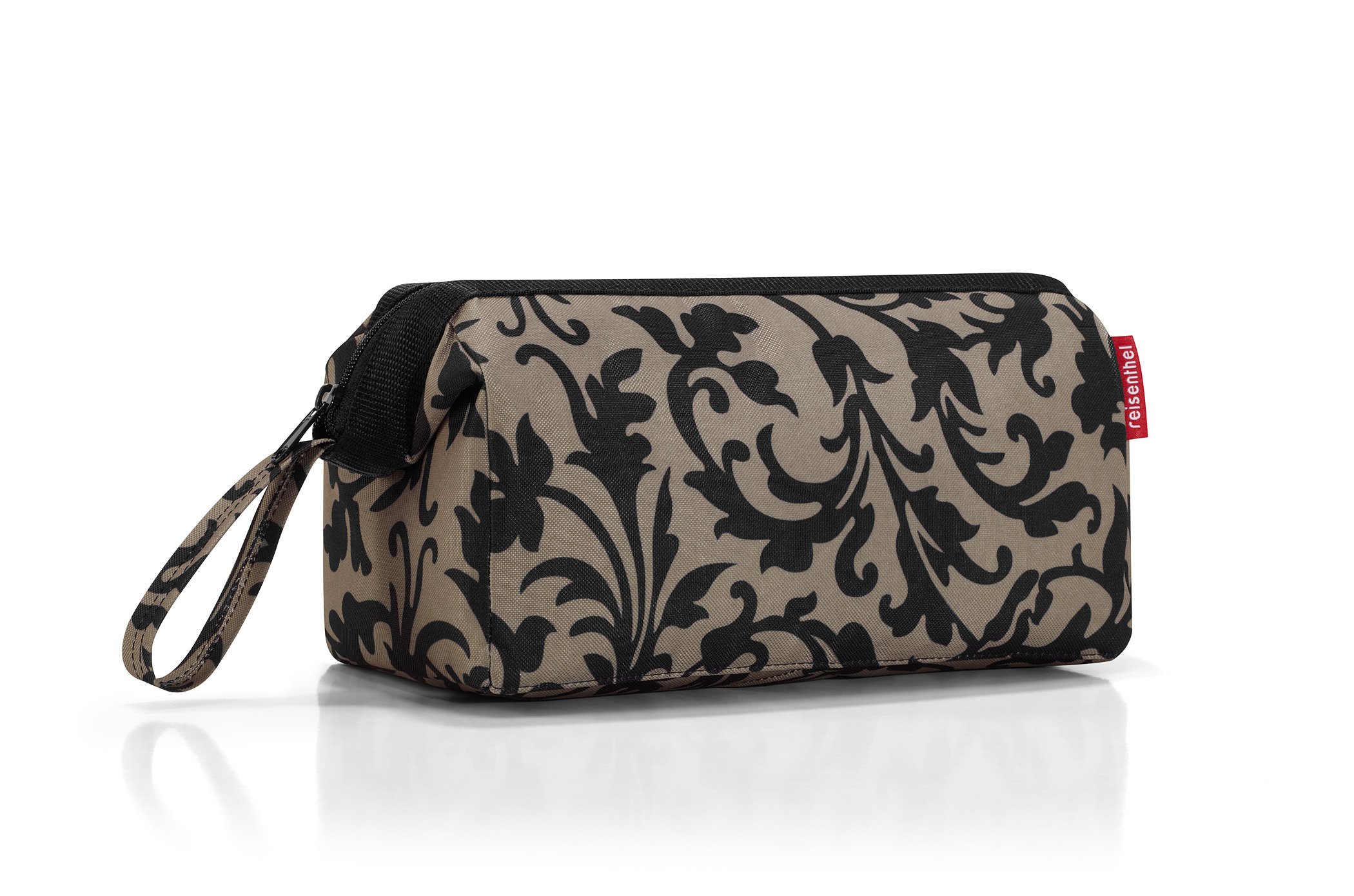 Reisenthel Travel Cosmetic Toiletries Bag - Structured Waterproof Pouch with Wristlet Handle, Baroque Taupe Makeup Organizer for Women | Perfect for Travel, Gym & Daily Essentials Storage