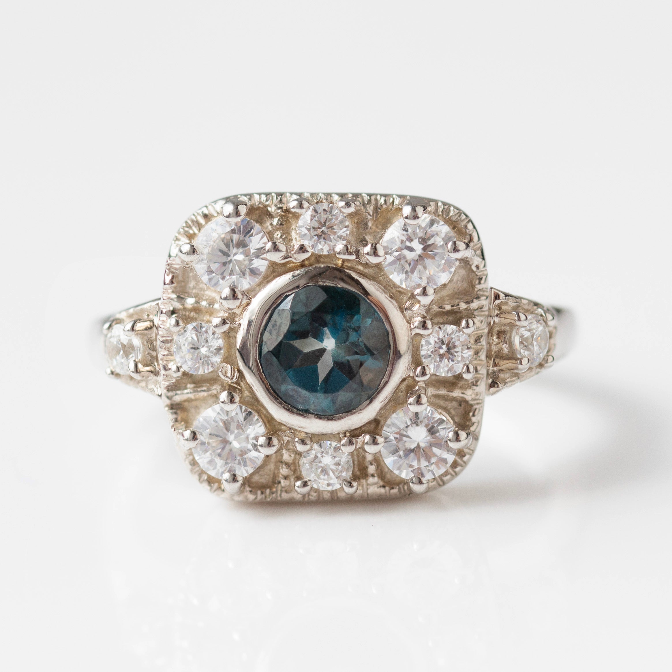 Angelica Blue Topaz Vintage Ring – Elegant Antique Style Jewelry for Women | Perfect for Weddings, Anniversaries & Special Occasions