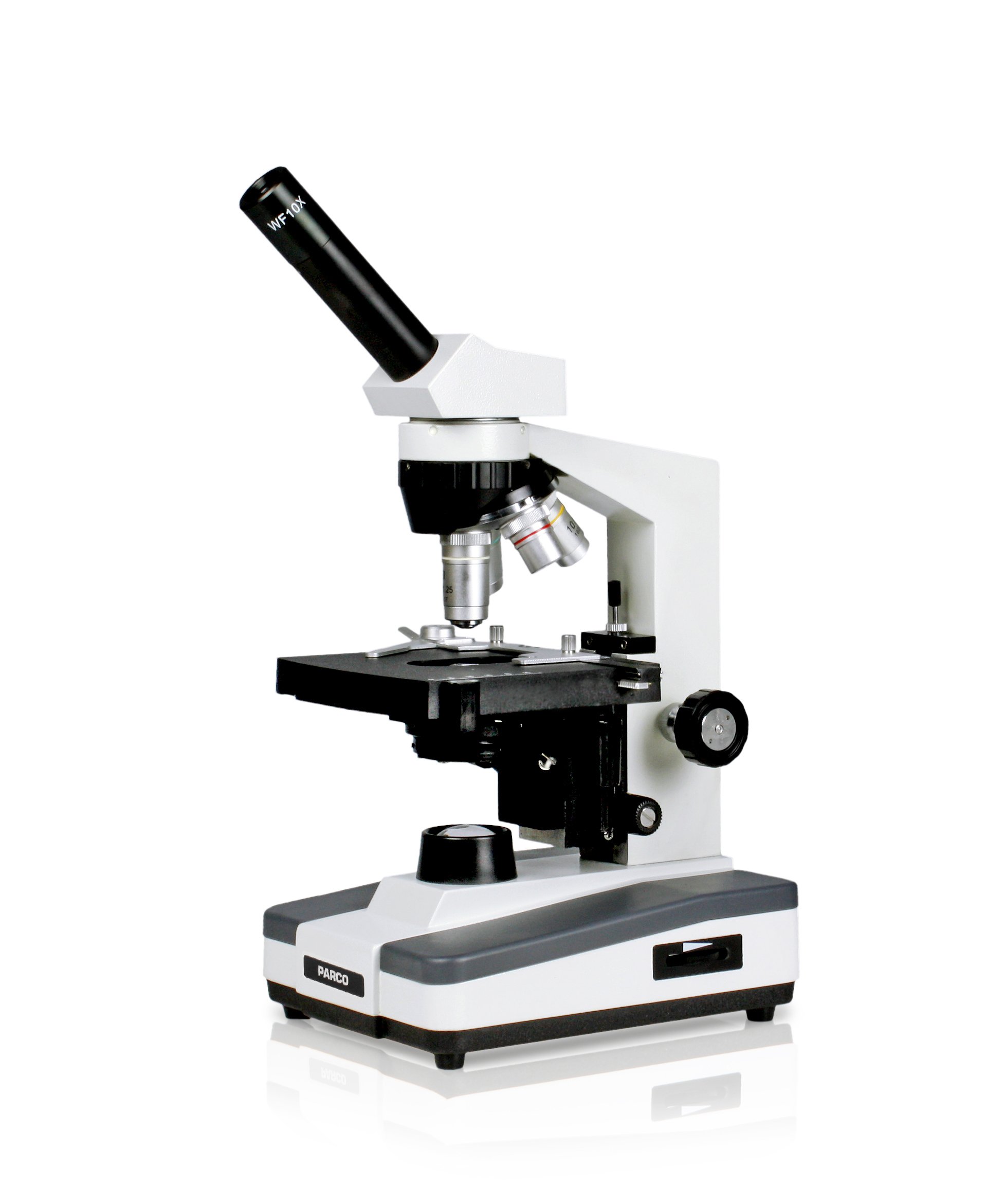 Parco Scientific Monocular Compound Microscope with 40x-1000x Magnification | LED Illumination & Mechanical Stage | Rechargeable Battery | Includes Microscope Book & 100 Prepared Slides Set | Perfect for Students, Homeschooling & Biology Labs