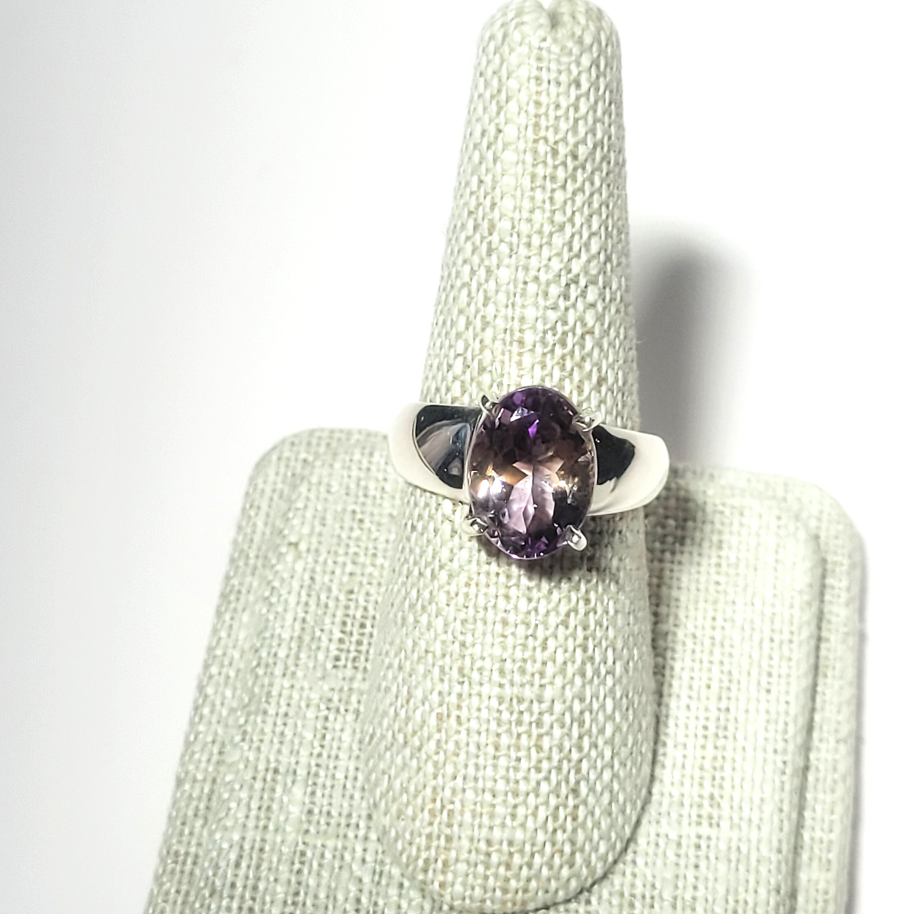 Ametrine Faceted Oval Ring - Sterling Silver Jewelry for Women - Elegant Gemstone Ring for Engagement, Wedding & Special Occasions