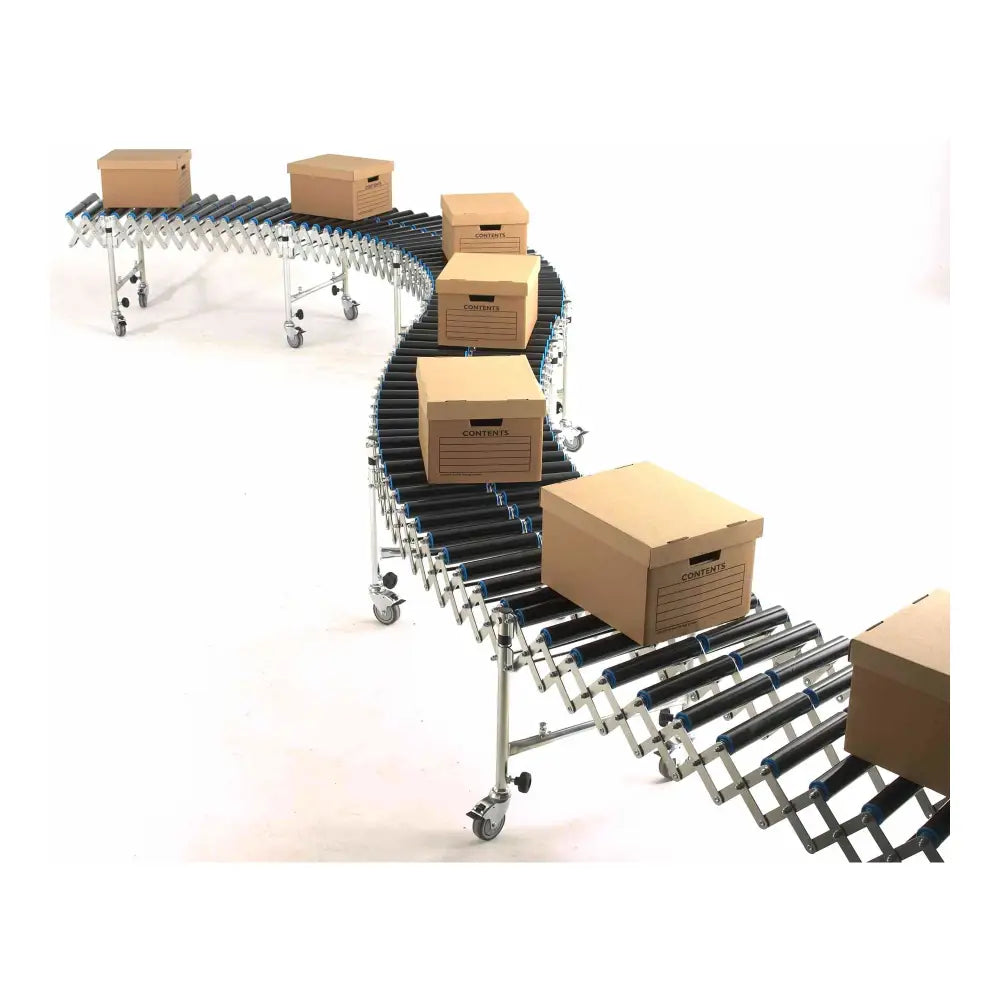 Flexible PVC Roller Conveyor Belt - 400mm x 4.5m Expandable, Heavy Duty Industrial Conveyor System for Warehouse, Packaging & Material Handling
