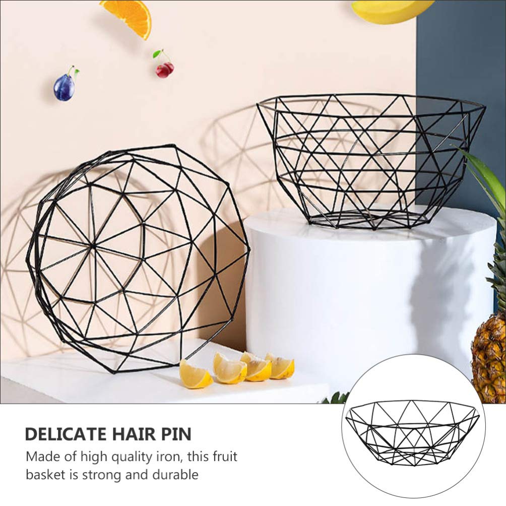 DOITOOL 2-Piece Set Iron Fruit Basket with Hollow Design - Snack Storage Tray for Kitchen Countertop, Dining Table, and Party Serving | Rustic Home Decor Organizer