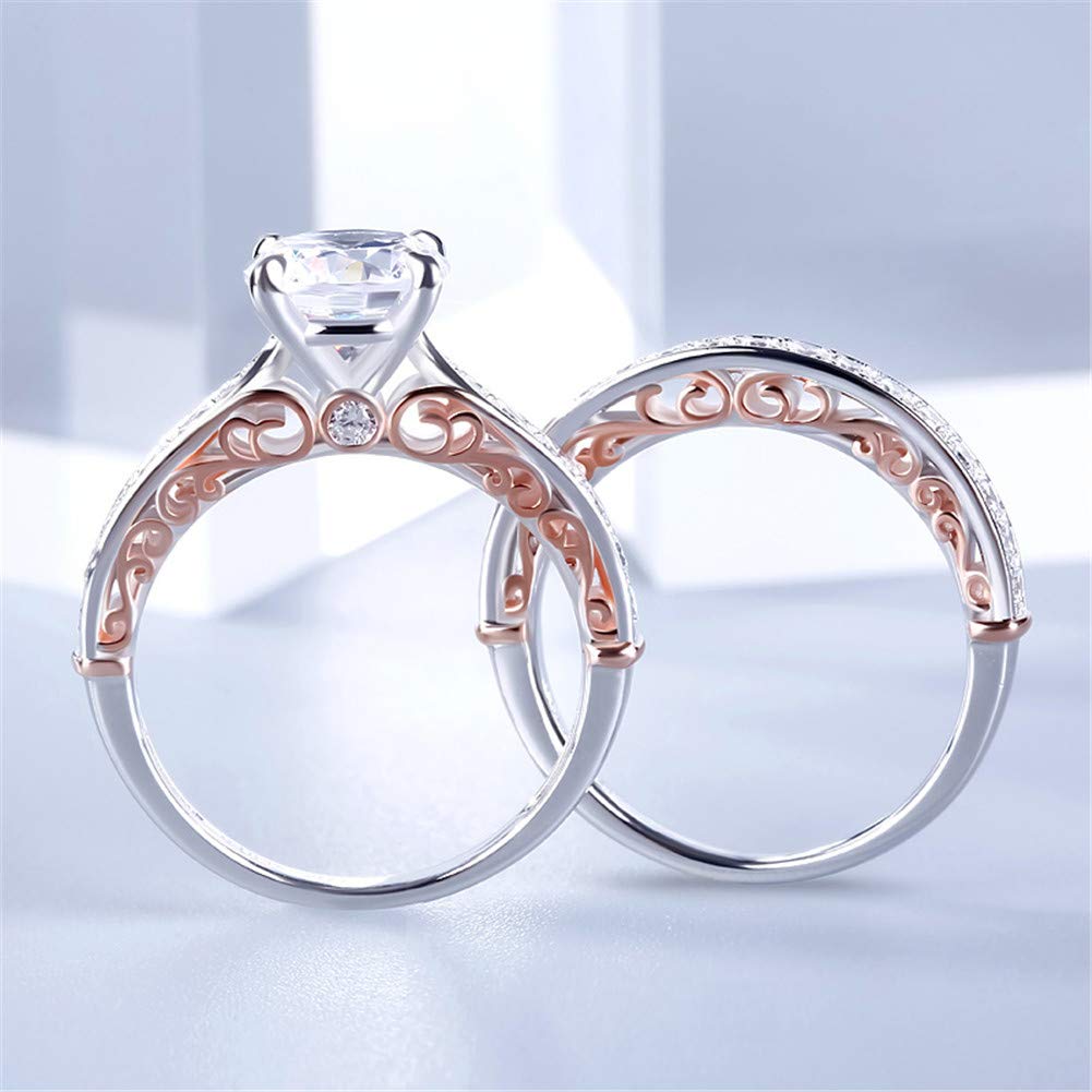Jeulia 5 Carat Halo Solitaire Engagement Ring for Women - 18k Gold Plated Wedding Ring Set with Round Diamond & Cubic Zirconia - CZ Solitaire Anniversary Promise Rings - Romantic Gift for Her - Perfect for Proposals, Weddings, Anniversaries & Special Occasions