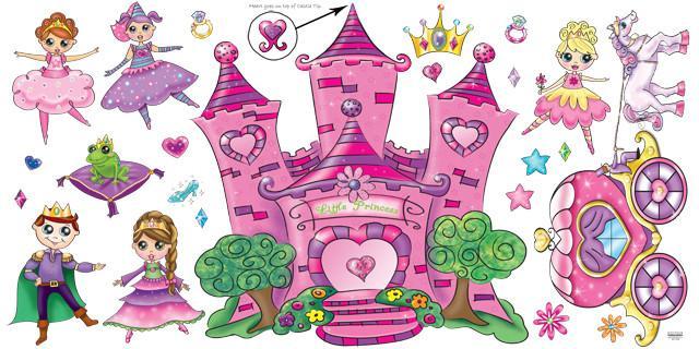 Princess Heart Castle Wall Mural Sticker - Removable Decal for Kids' Room, Nursery, Playroom Decor - Perfect for Bedroom, Birthday Party & Fantasy Themed Events