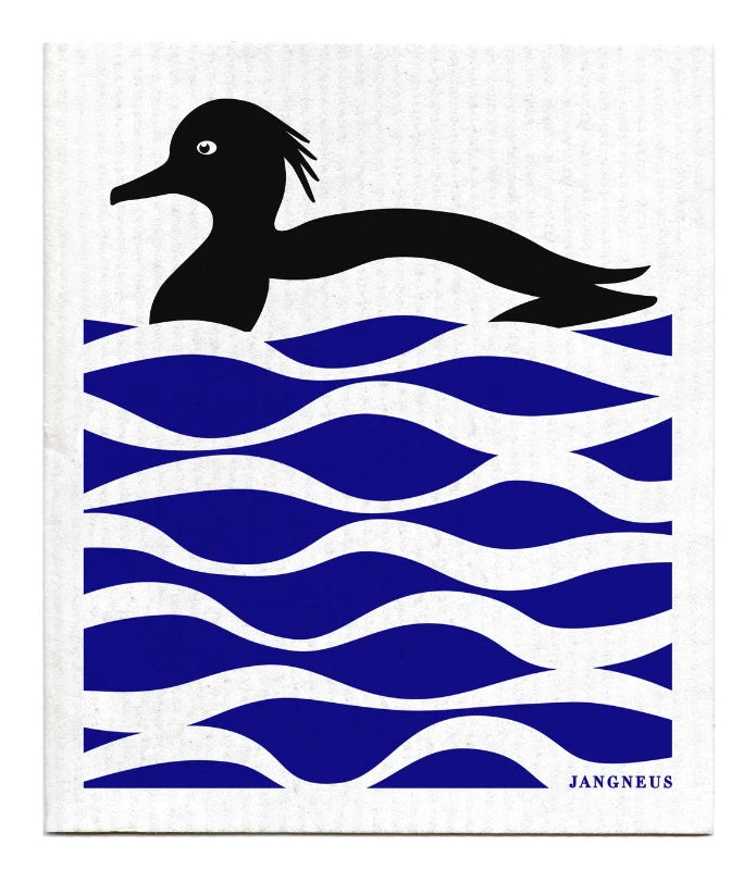 Eco-Friendly Swedish Dishcloth Set - Black & Blue Loon Pattern | Reusable, Absorbent & Biodegradable Kitchen Towels for Cleaning, Wiping & Dish Drying | Perfect for Home, Office & Camping Use