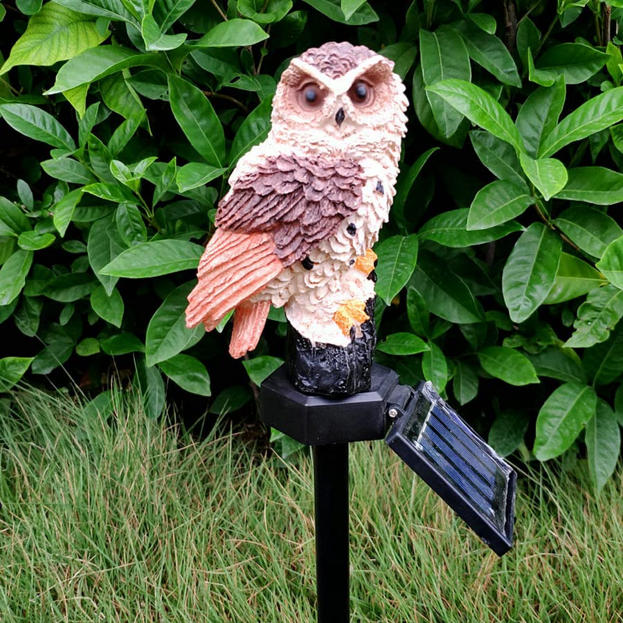 Solar Powered LED Garden Lights - Owl Shaped Outdoor Solar Lamp, Waterproof Lawn Ornament for Yard & Patio Decor - Unique Christmas & Holiday Lighting (Brown) - Perfect for Garden Pathways, Backyard, and Festive Outdoor Decorations