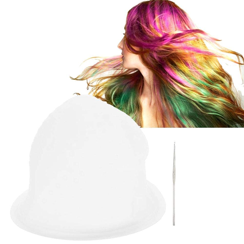 Falkiya Reusable Silicone Hair Dye Cap with Hook & Metal Needle (25x22cm) - Professional Highlighting & Frosting Cap for Salon & Home Use - Perfect for Balayage, Ombre & Hair Coloring Techniques