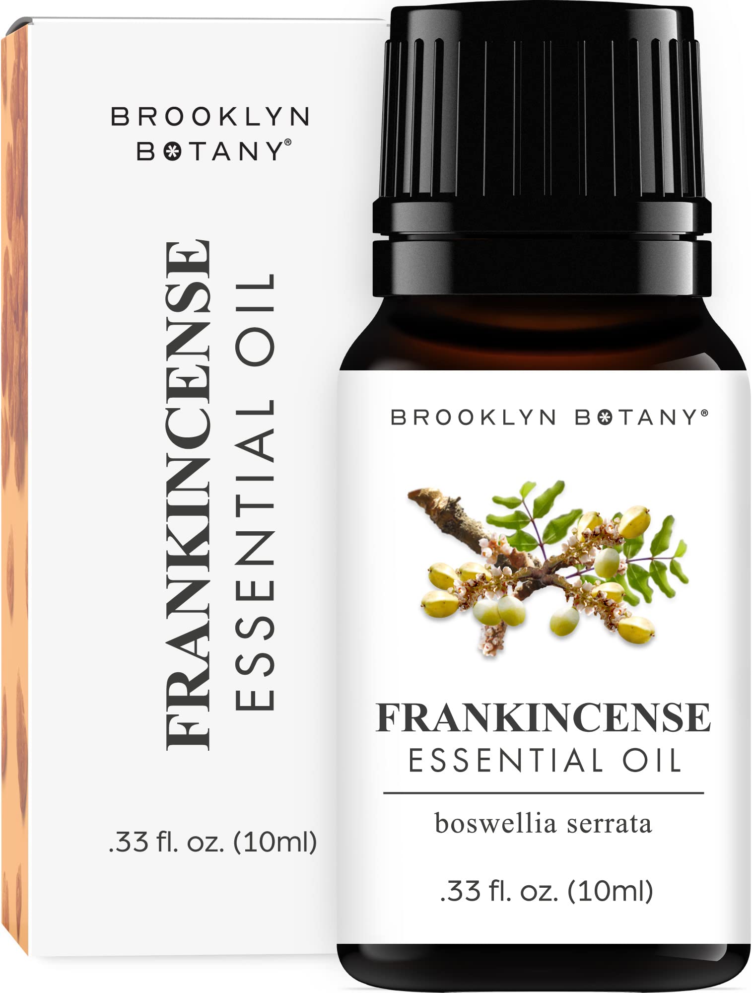Brooklyn Botany 100% Pure Frankincense Essential Oil - Natural Therapeutic Grade for Aromatherapy, Diffusers & Skin Care - 0.33 Fl Oz - Perfect for Relaxation, Meditation & Stress Relief