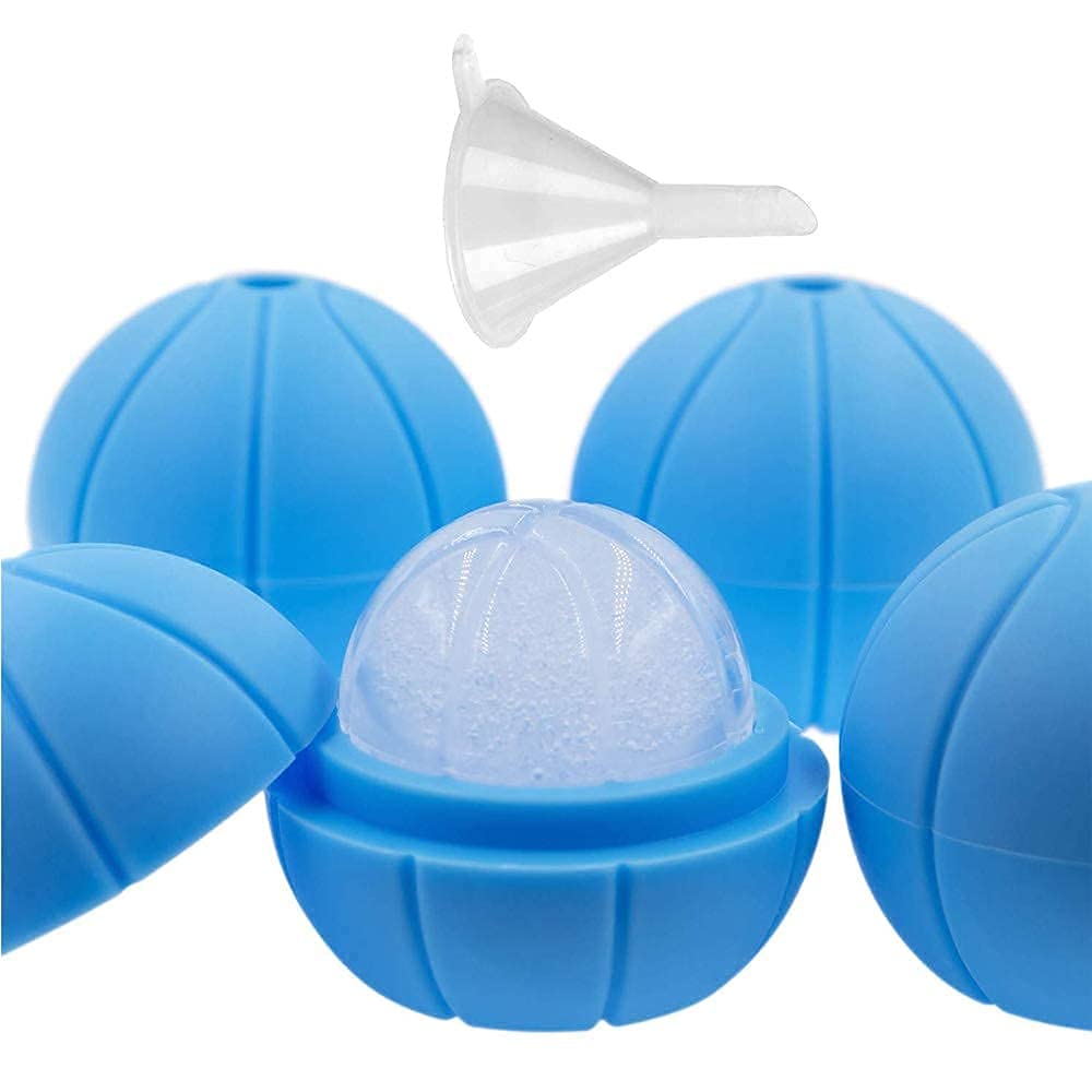 4-Piece Large Basketball Silicone Ice Ball Molds - BPA Free Sphere Ice Cube Tray for Whiskey & Cocktails | Easy Release 3D DIY Ice Maker | Perfect for Sports-Themed Parties & Home Bars