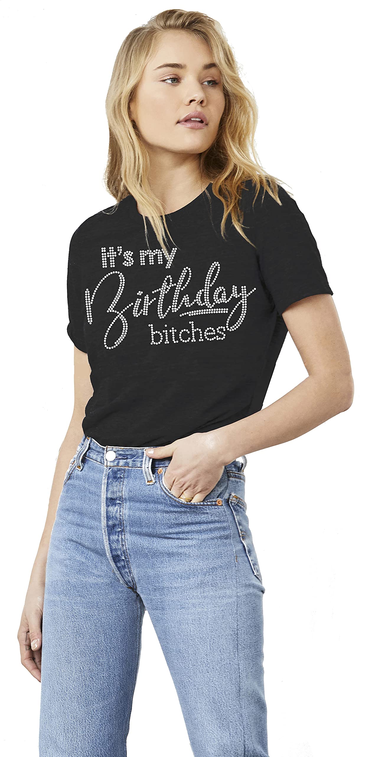 Women's Birthday Squad T-Shirt - Glam Rose Gold Party Tee - Black Small - Cute Matching Outfits for Girls Night Out & Bachelorette Parties