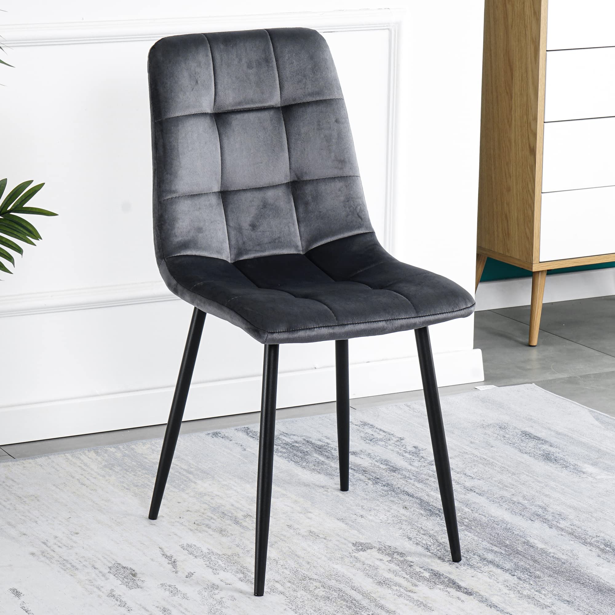 4-Piece Velvet Upholstered Dining Chair Set - Modern Black Legs Accent Chairs for Kitchen, Dining Room, Living Room & Bedroom | Perfect for Family Gatherings, Dinner Parties & Home Decor