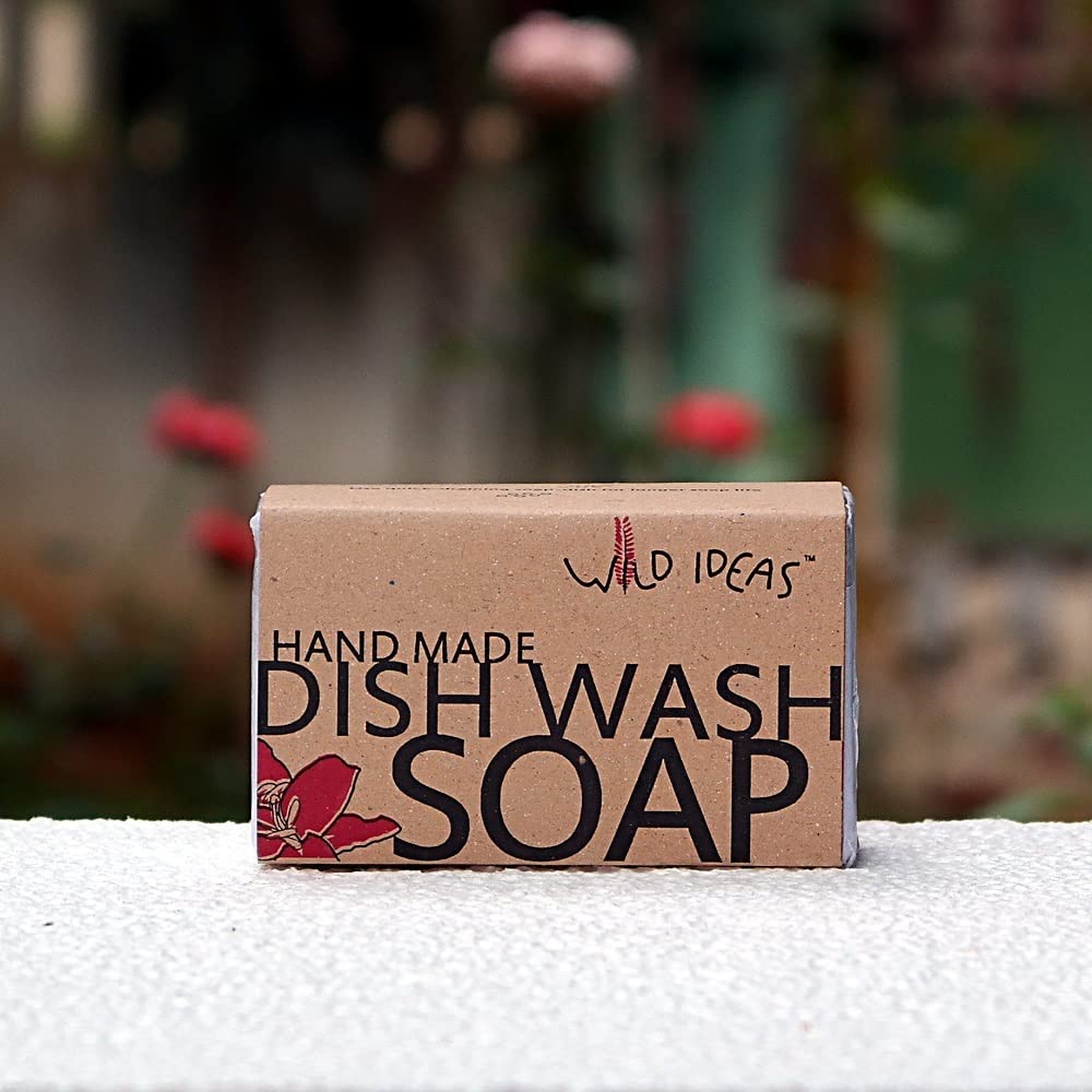 Eco-Friendly Wild Ideas Dish Wash Bar 100g (Pack of 4) - Natural & Vegan Soap for Kitchen, Camping & Travel | Biodegradable Dishwashing Solution