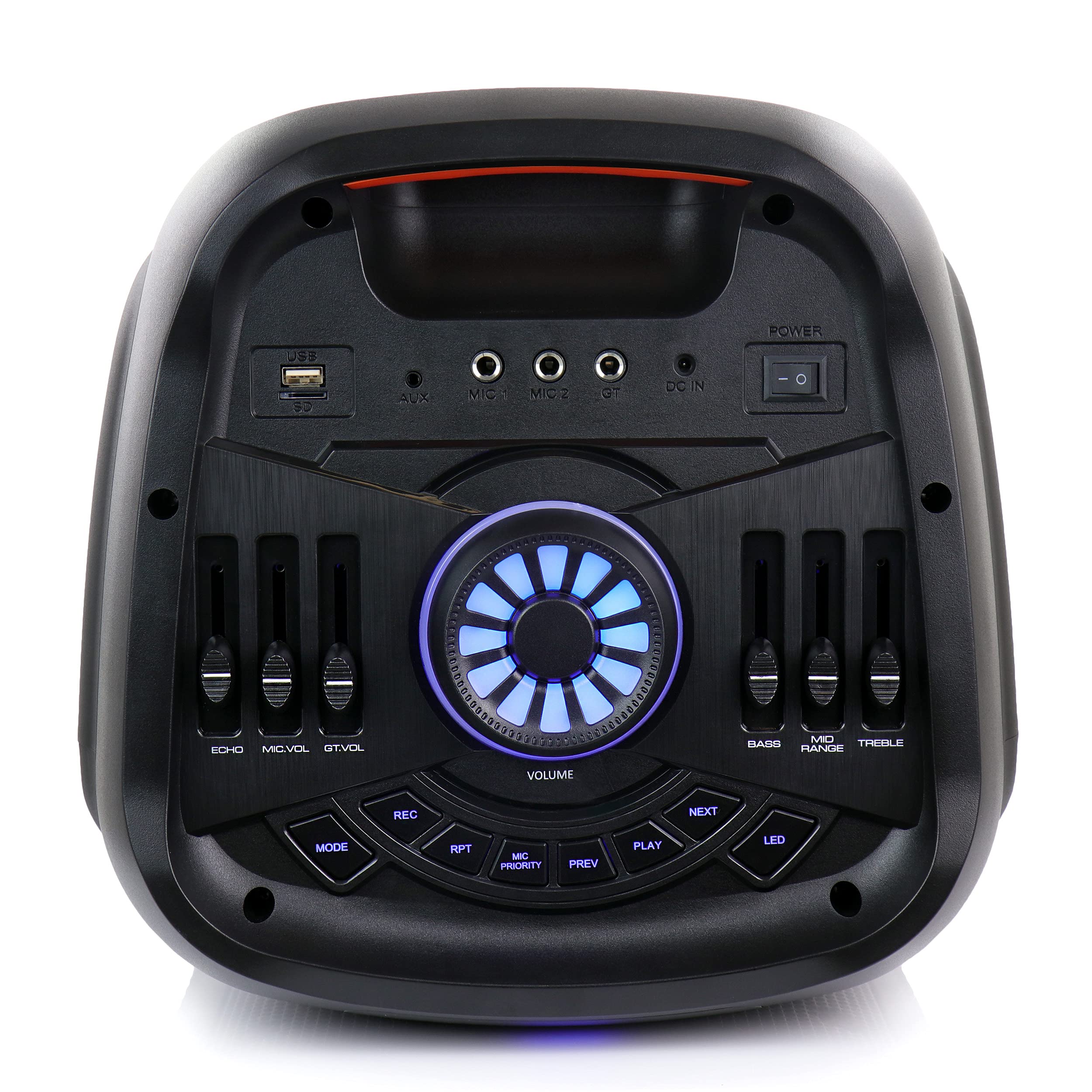 beFree Sound Dual 8 Inch Bluetooth Wireless Portable Party Speaker with Colorful LED Lights - Perfect for Outdoor Gatherings, Beach Parties & Home Entertainment