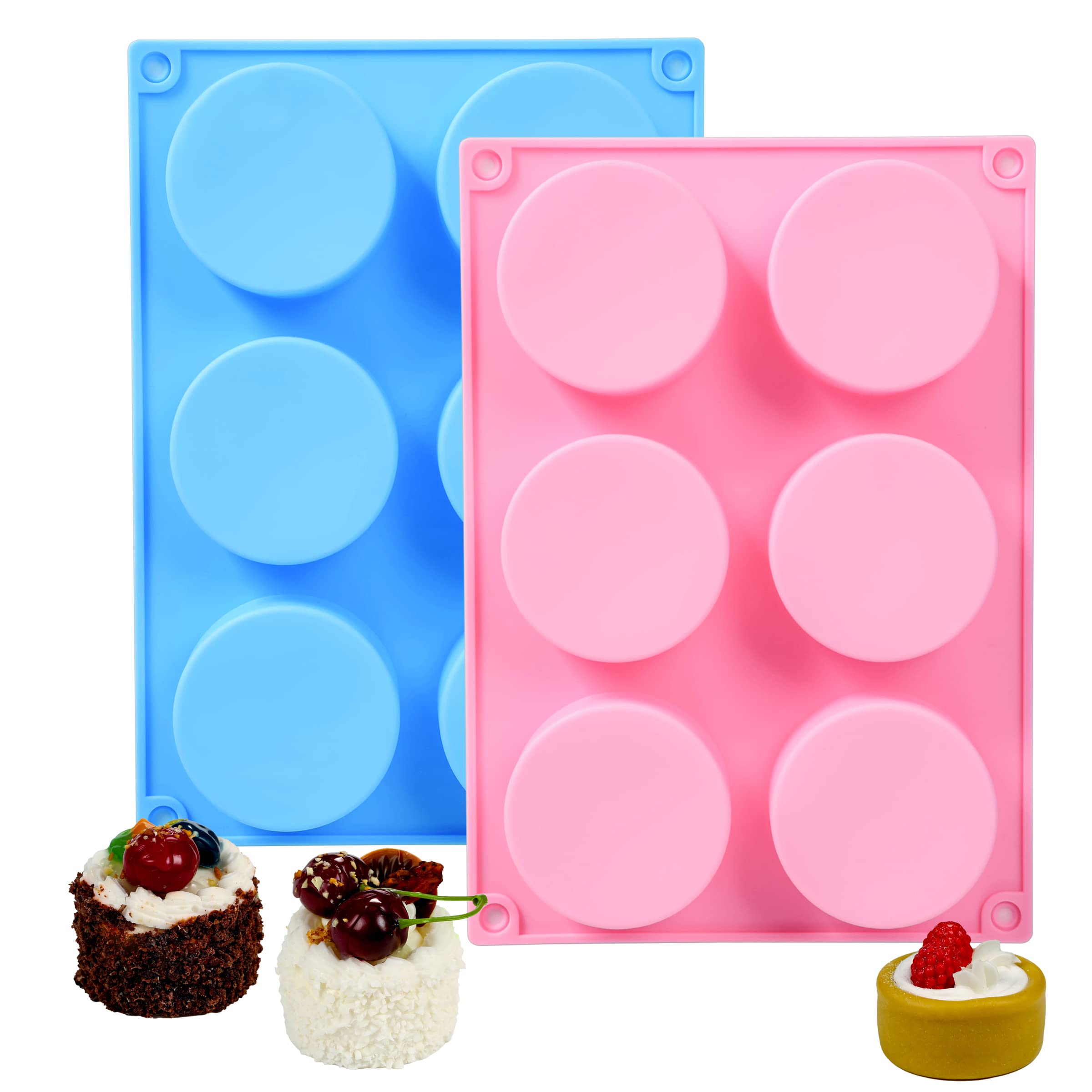 Premium Silicone Chocolate Molds Set - Round Cylinder Candy Molds for Chocolate Covered Oreos, Cupcakes, Puddings & DIY Soap Making (2-Pack, Blue & Pink) | Ideal for Home Baking, Party Treats & Handmade Crafts