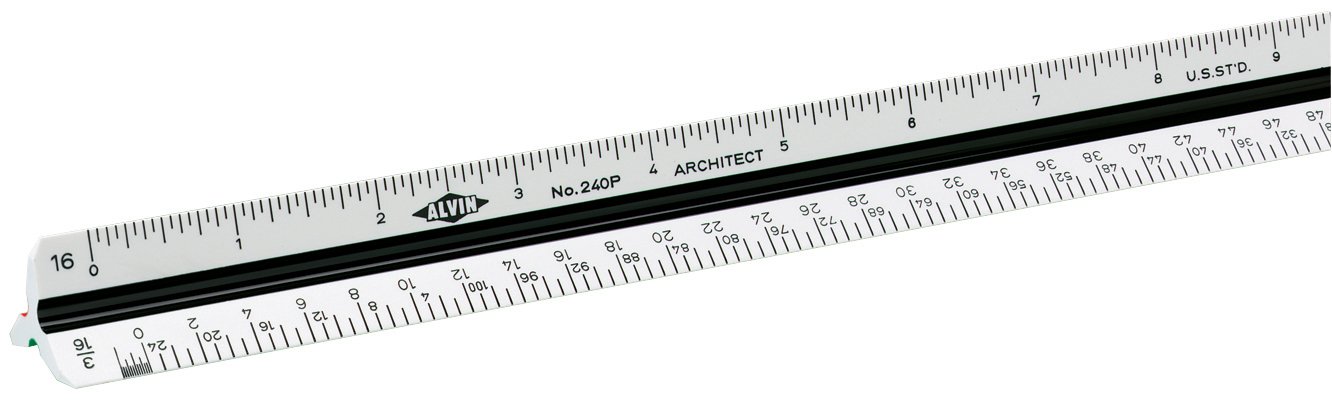 ALVIN Architect Triangular Scale - 12 Inch Multipurpose Drafting Ruler for Drawing, Planning & Design - High Impact Plastic White | Perfect for Architects, Engineers & Students | Ideal for Blueprints, Sketches & Technical Drawings