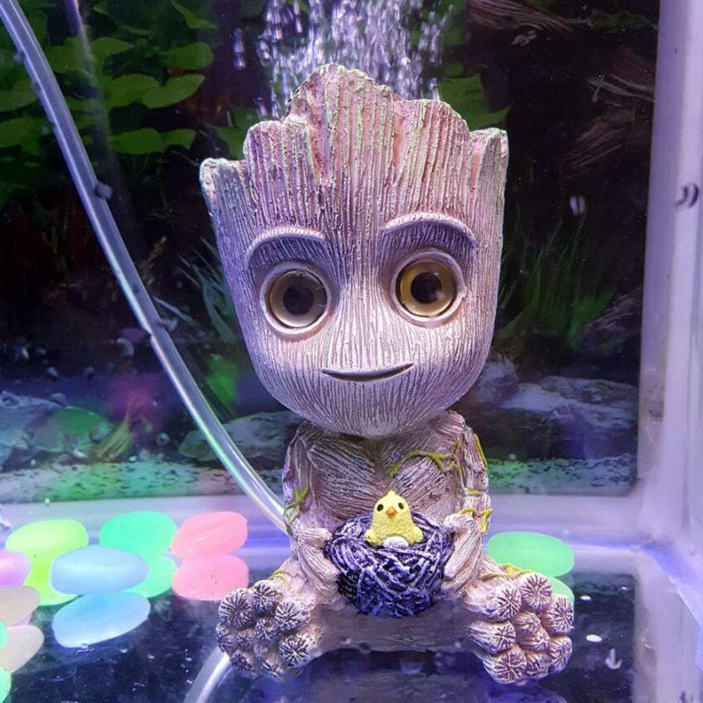 SLOCME Aquarium Groot Air Bubbler Decorations - Resin Oxygen Pump with Bubble Stone for Fish Tank, Creative Underwater Decor for Home & Office Aquariums - Perfect for Betta Fish, Goldfish, and Tropical Fish Tanks