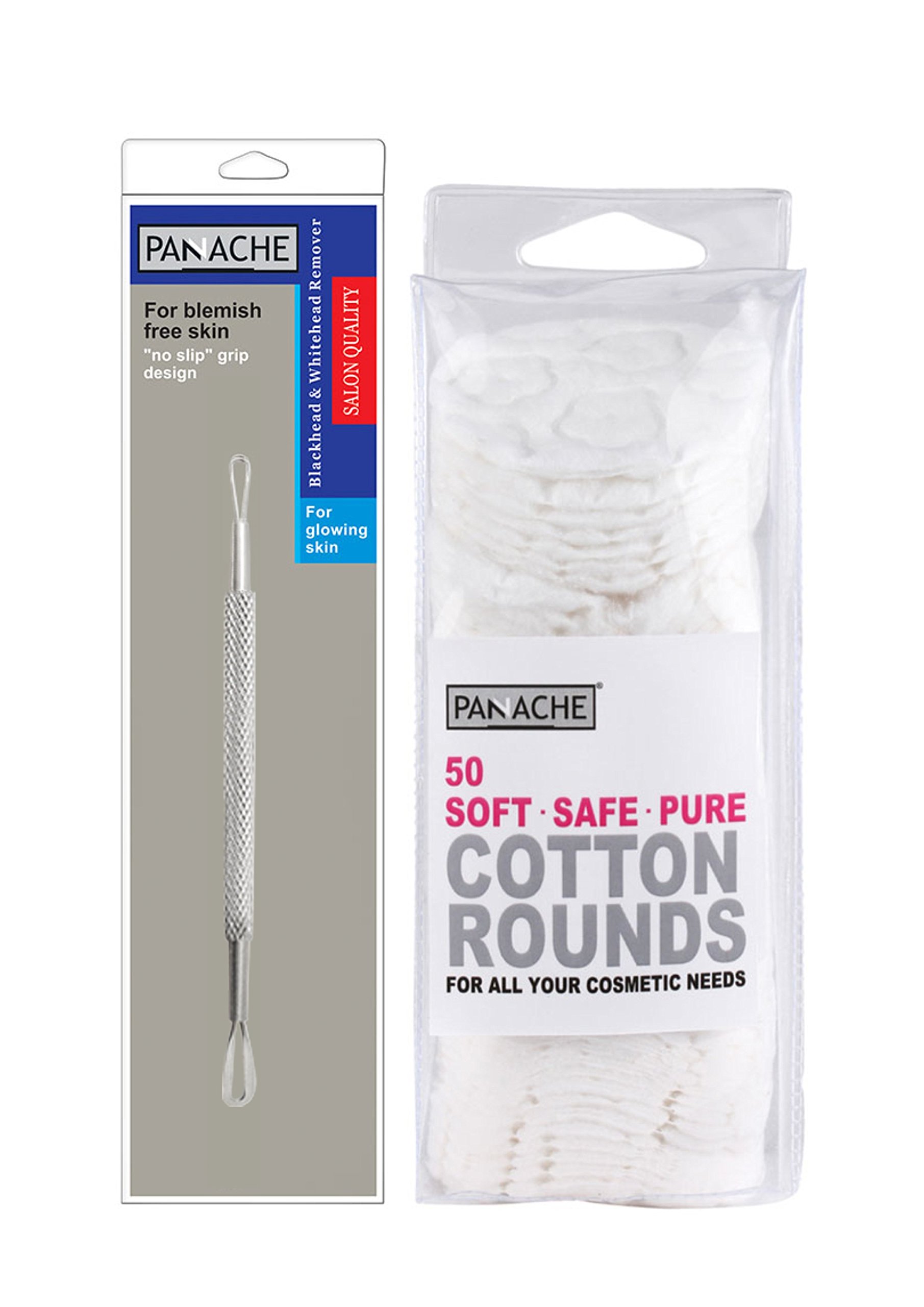 Panache Blackhead & Whitehead Remover Tool with Cotton Rounds - Professional Pore Cleanser for Face, Nose & Skin Care - Perfect for Home Spa & Acne Treatment