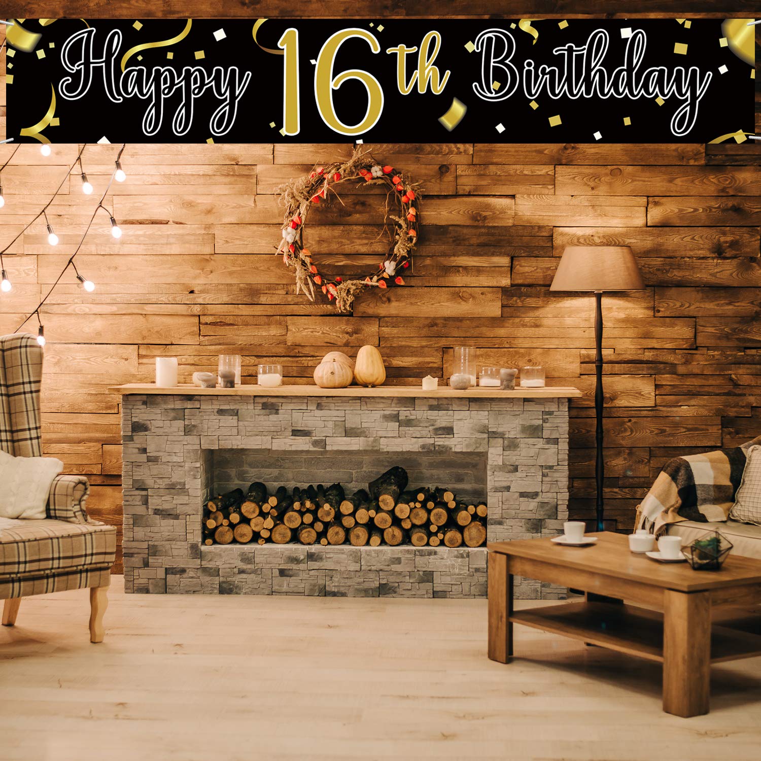 Large Happy 16th Birthday Banner - Cheers to 16 Years & 16 Fabulous - Hanging Party Decoration for Sweet 16 Celebrations - 9.8 x 1.6 ft Birthday Decor - Perfect for Teen Parties, Milestone Events & Photo Backdrops