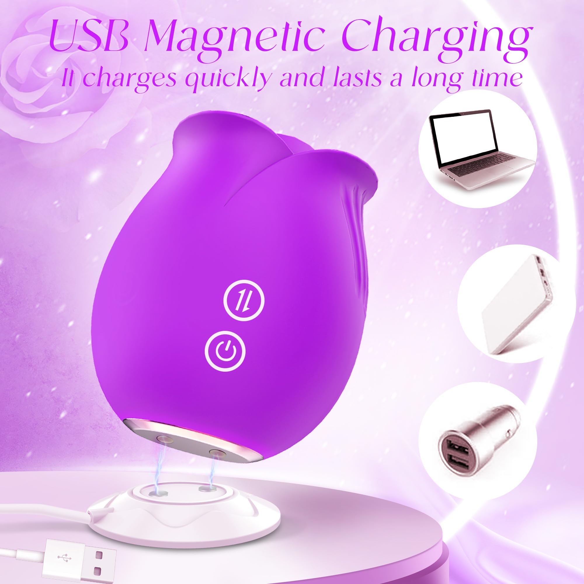 Rose Sex Toy Stimulator - Powerful Clitoral Sucking & G-Spot Vibrator for Women, Rechargeable Adult Pleasure Toy - Perfect for Solo Play & Couples Intimacy