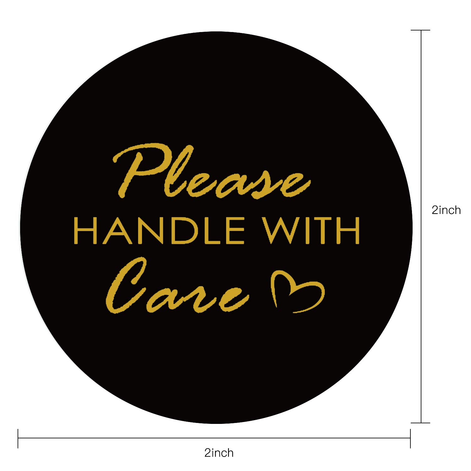 WRAPAHOLIC Premium Gold Foil 'Please Handle with Care' Stickers - 2x2 Inch Business Thank You Labels (500 Pack) - Perfect for Shipping Packages, Ecommerce Orders & Gift Wrapping