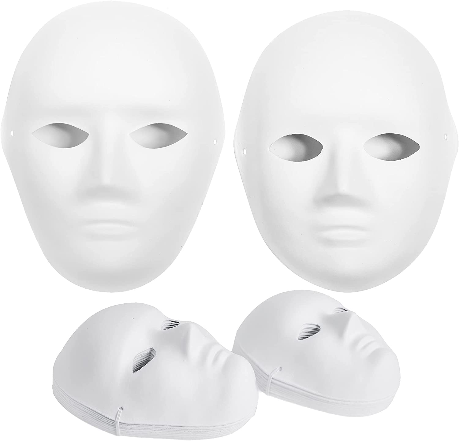 CALPALMY 14&16 Pack Paper Mache Masks - 2 Sizes for DIY Art Projects, Theater Costumes, Halloween Decor, Masquerade Parties & Classroom Activities | Perfect for Crafting, Cosplay & Holiday Celebrations