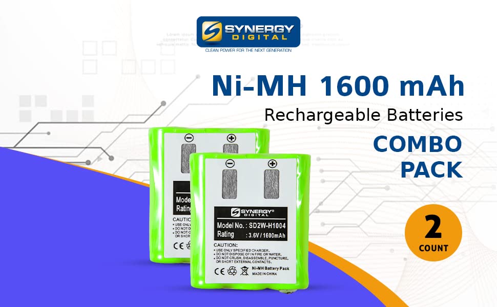 Synergy Digital 2-Way Radio Batteries for Motorola MR350 - Ni-MH 3.6V 1600mAh Replacement for Motorola 53615 Battery (2-Pack) | Perfect for Business Communication, Security, and Outdoor Activities