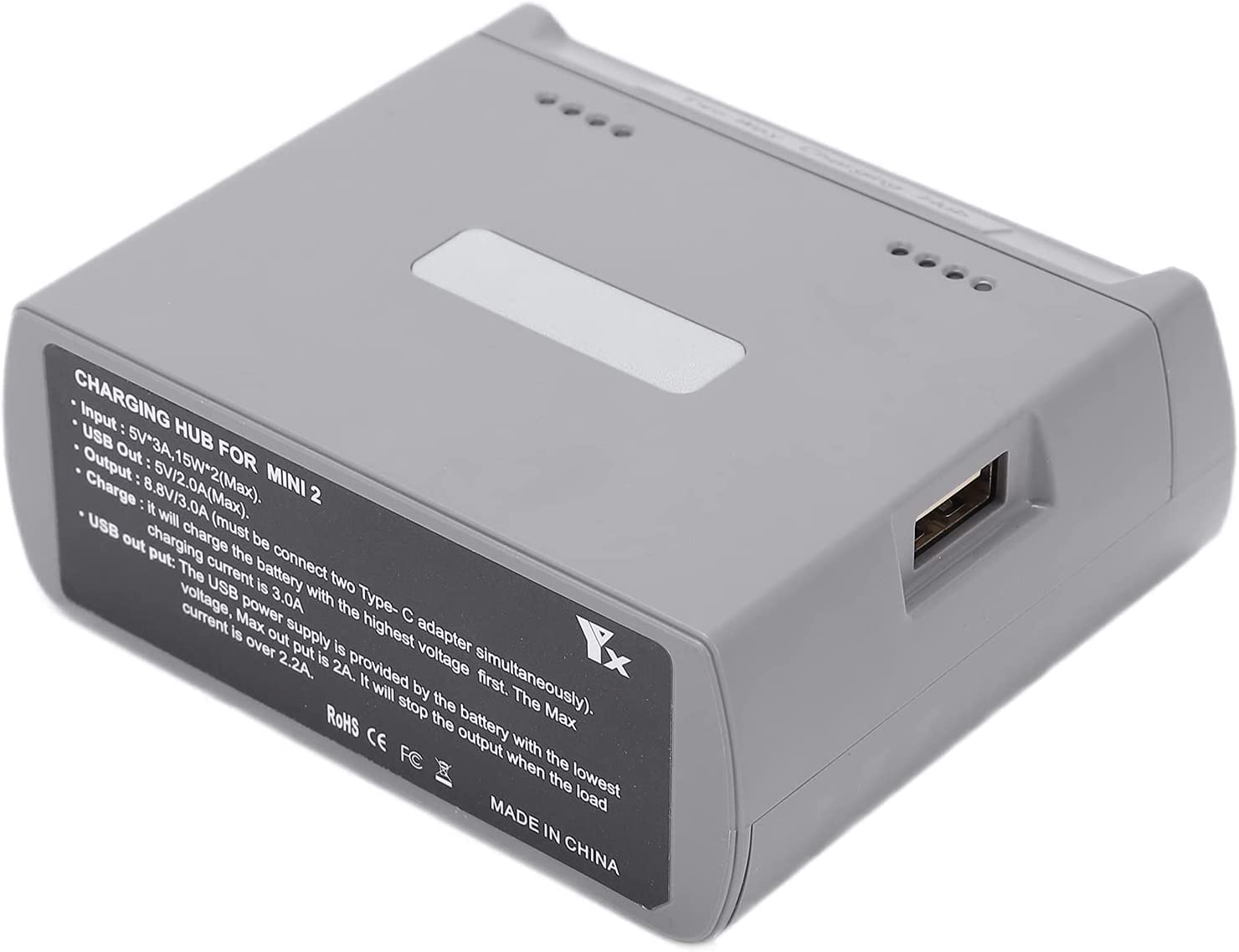 YUNIQUE Spain Dual USB Charger Hub for DJI Mini 2 / Mini SE Drone Batteries - Fast Bidirectional Charging Accessories (Gray) - Perfect for Travel & Outdoor Aerial Photography