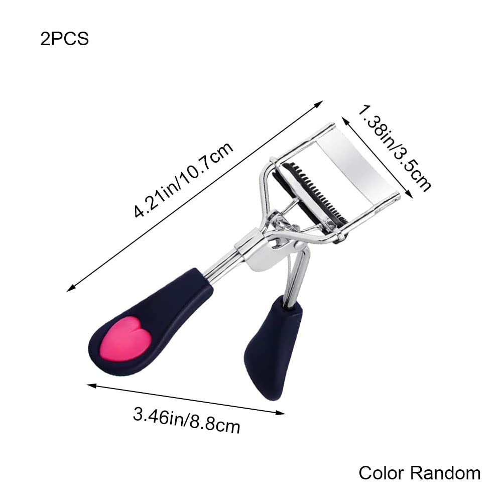 2 Pcs Eyelash Clips with Built-in Comb - Professional Eyelash Curlers for Home, Salon & Makeup Artists | Perfect for Lash Extensions, False Lashes & Daily Makeup Routine (Random Color)