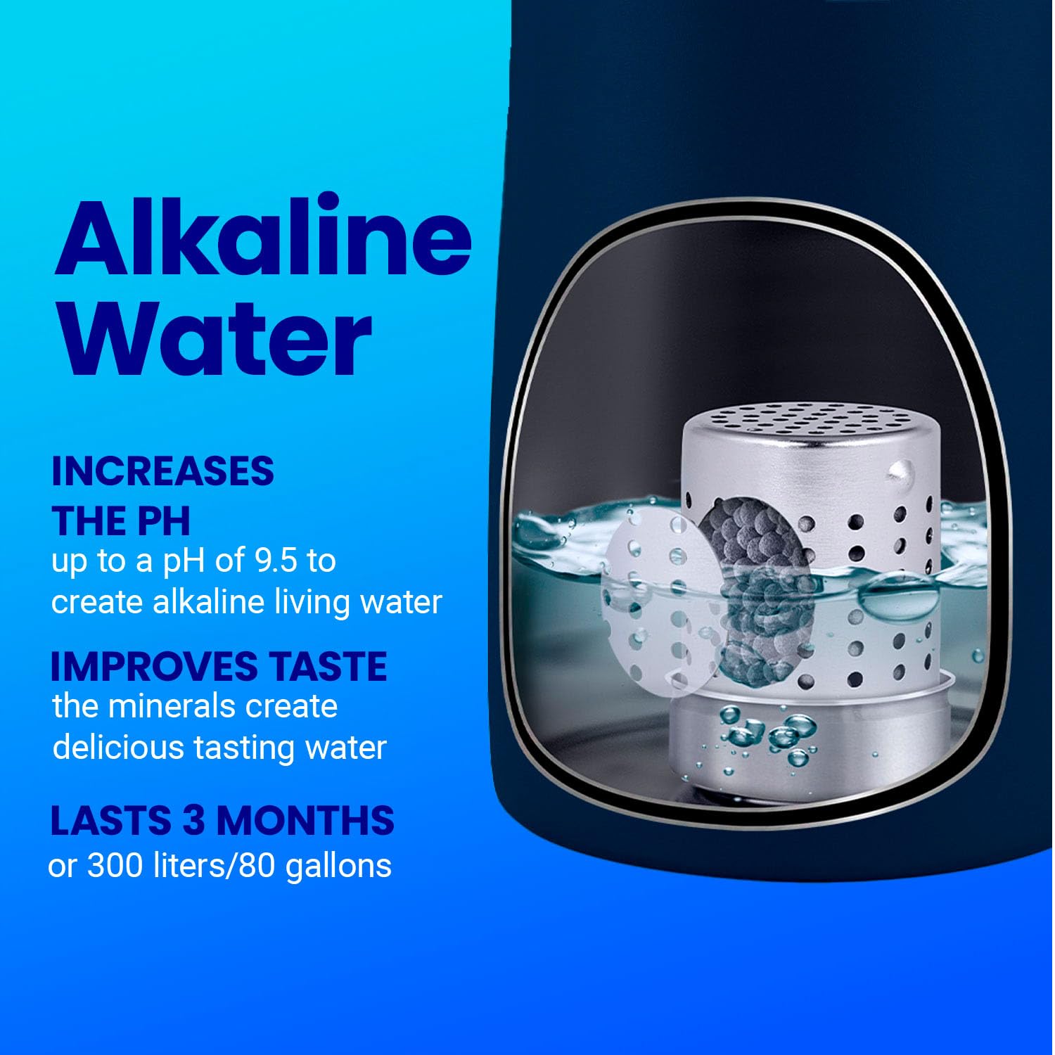 DYLN VitaBead Diffuser - 8 Pack Alkaline Water Bottle Replacement | pH 9+ Hydrogen-Rich Mineral Ionizer for Antioxidant Infused Water | Perfect for Hydration, Sports, Travel & Healthy Lifestyle