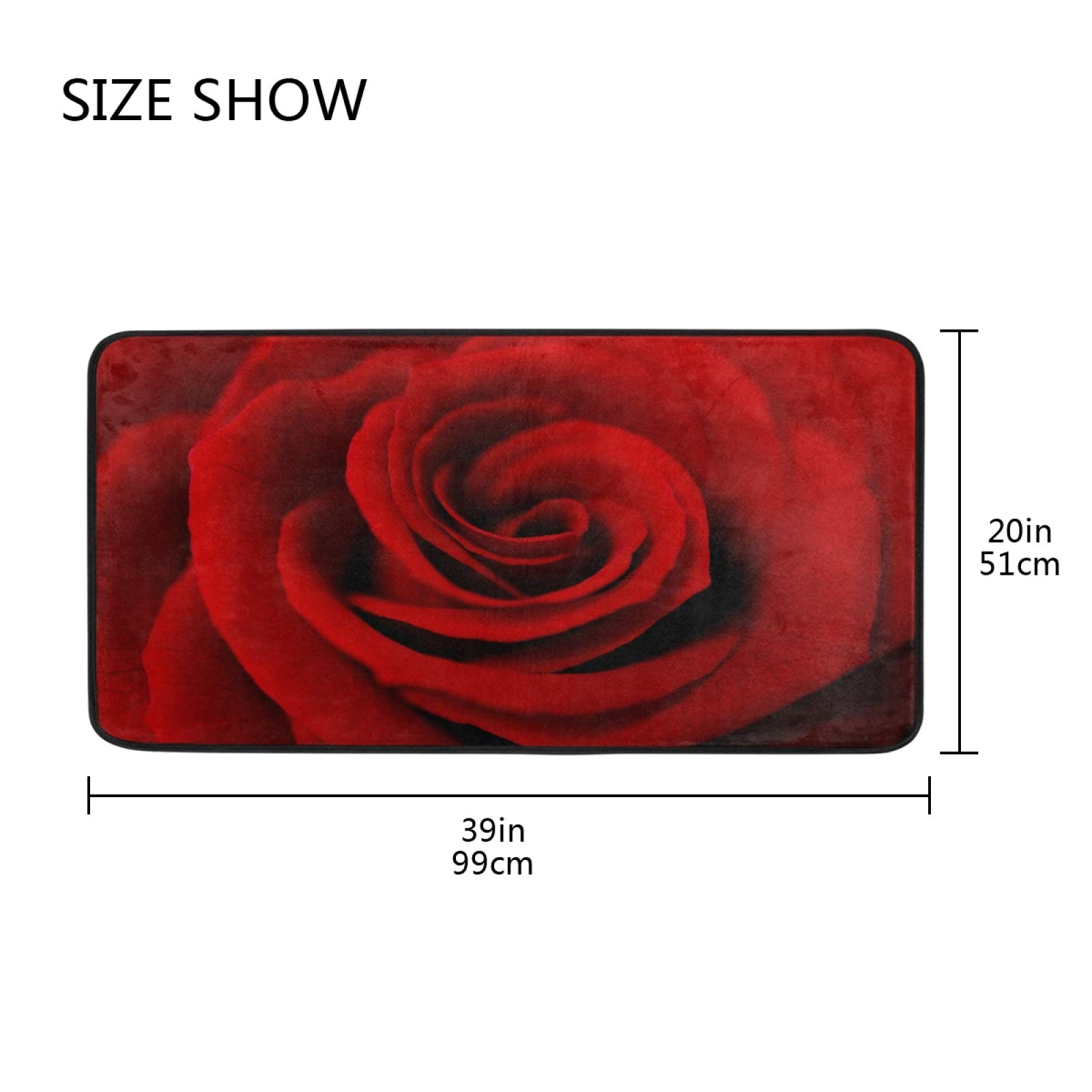 Non-Slip Rose Flower Kitchen Runner Rug - 39
